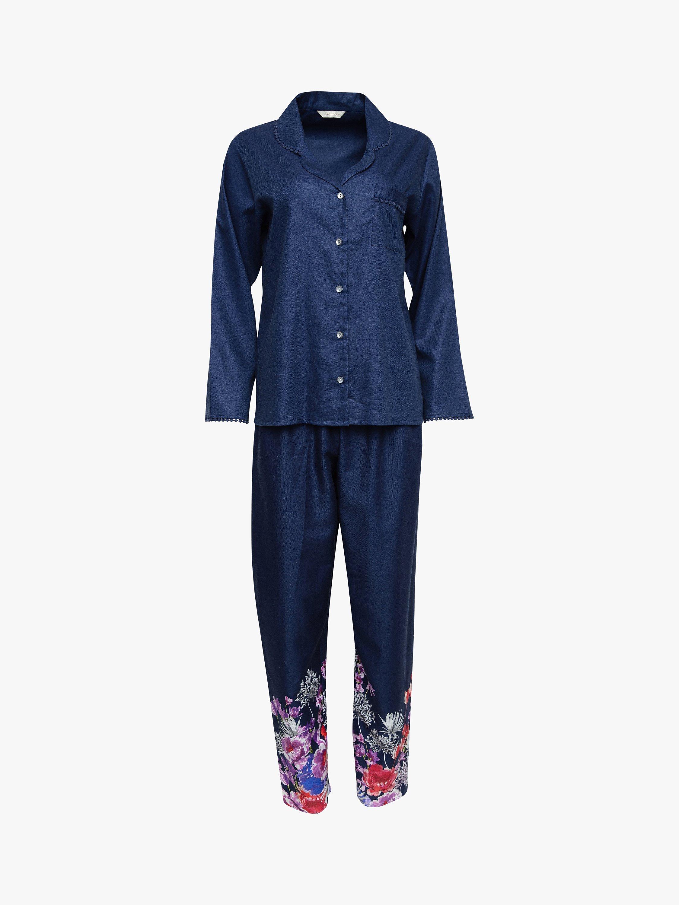 Product image 3 of 4, which shows Nora Rose by Cyberjammies Jenna Floral Border Pyjama Set, Navy, 8