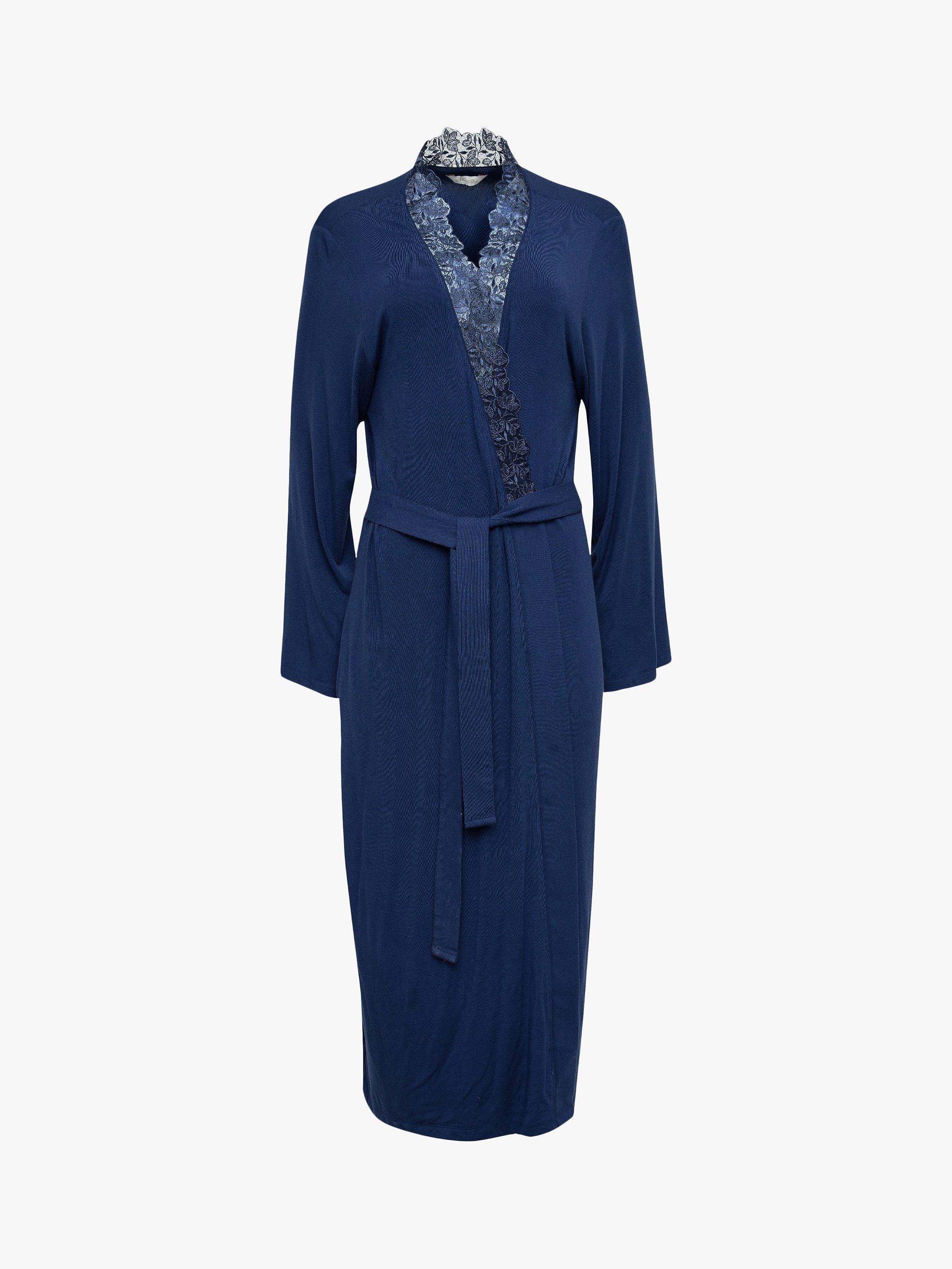 Product image 3 of 3, which shows Nora Rose by Cyberjammies Jenna Long Lace Trim Robe, Navy, 8
