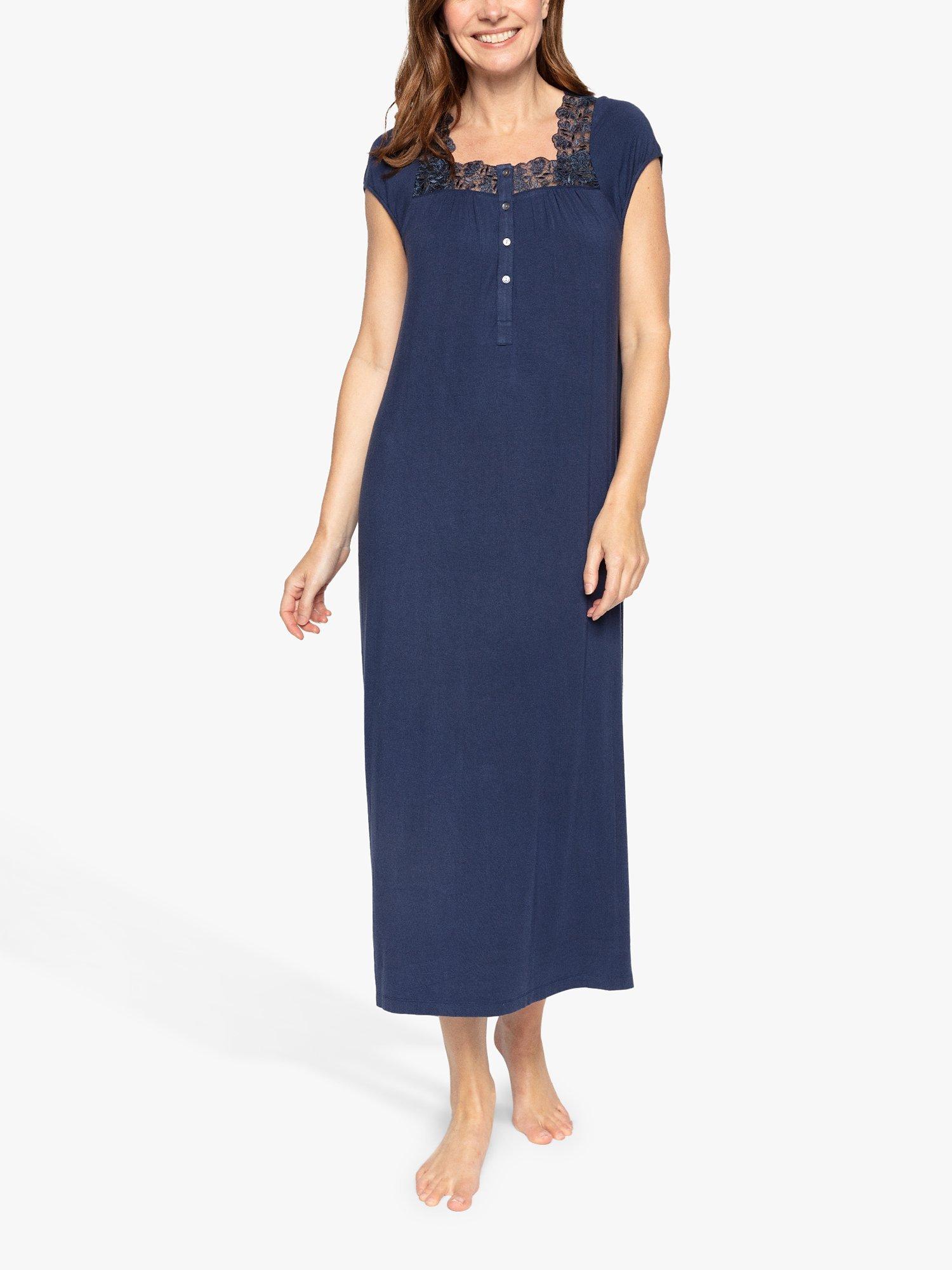 Product image 1 of 4, which shows Nora Rose by Cyberjammies Jenna Long Jersey Nightdress, Navy, 8