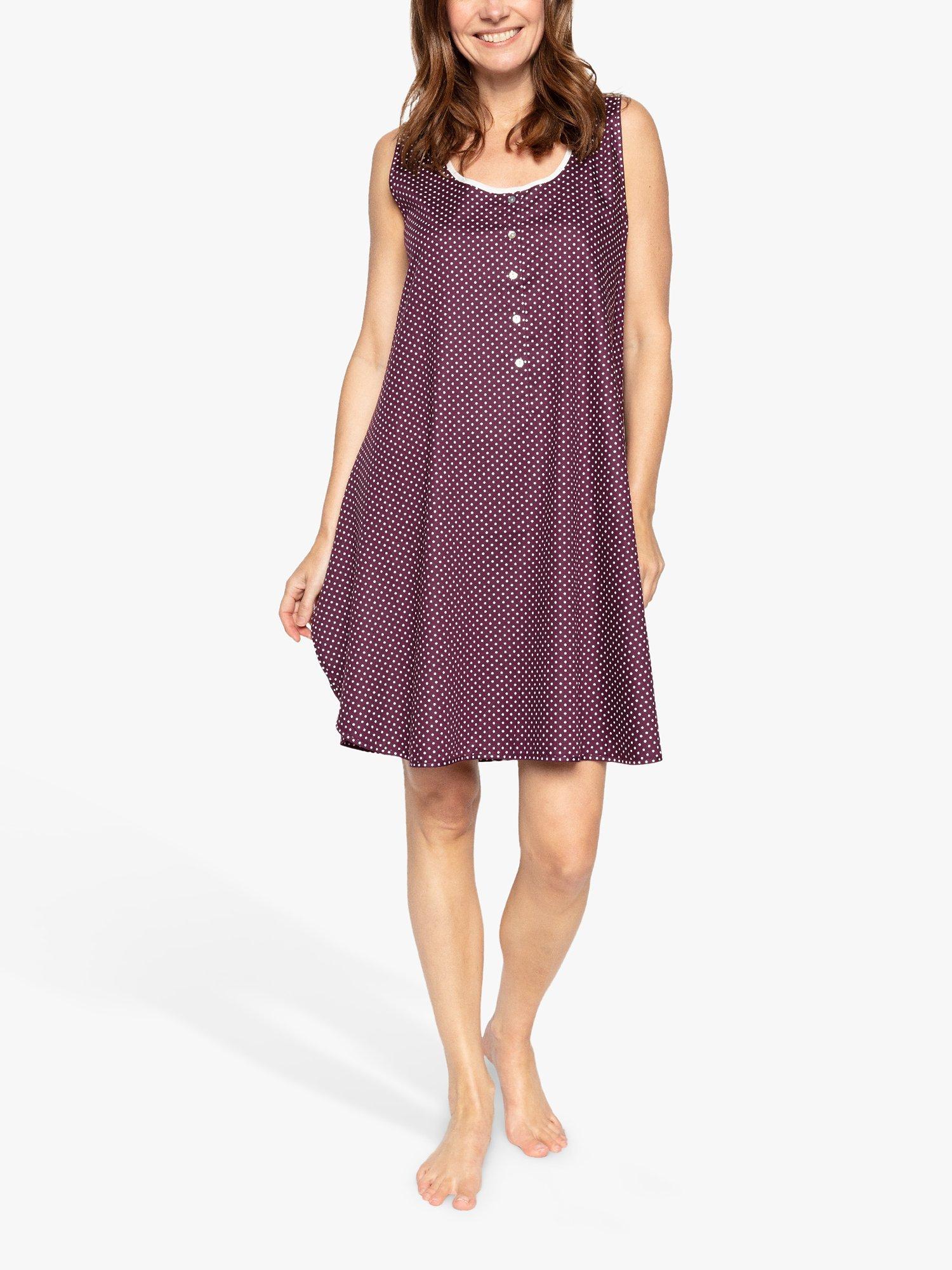 Product image 2 of 4, which shows Nora Rose by Cyberjammies Lillian Spot Print Nightdress, Purple, 8