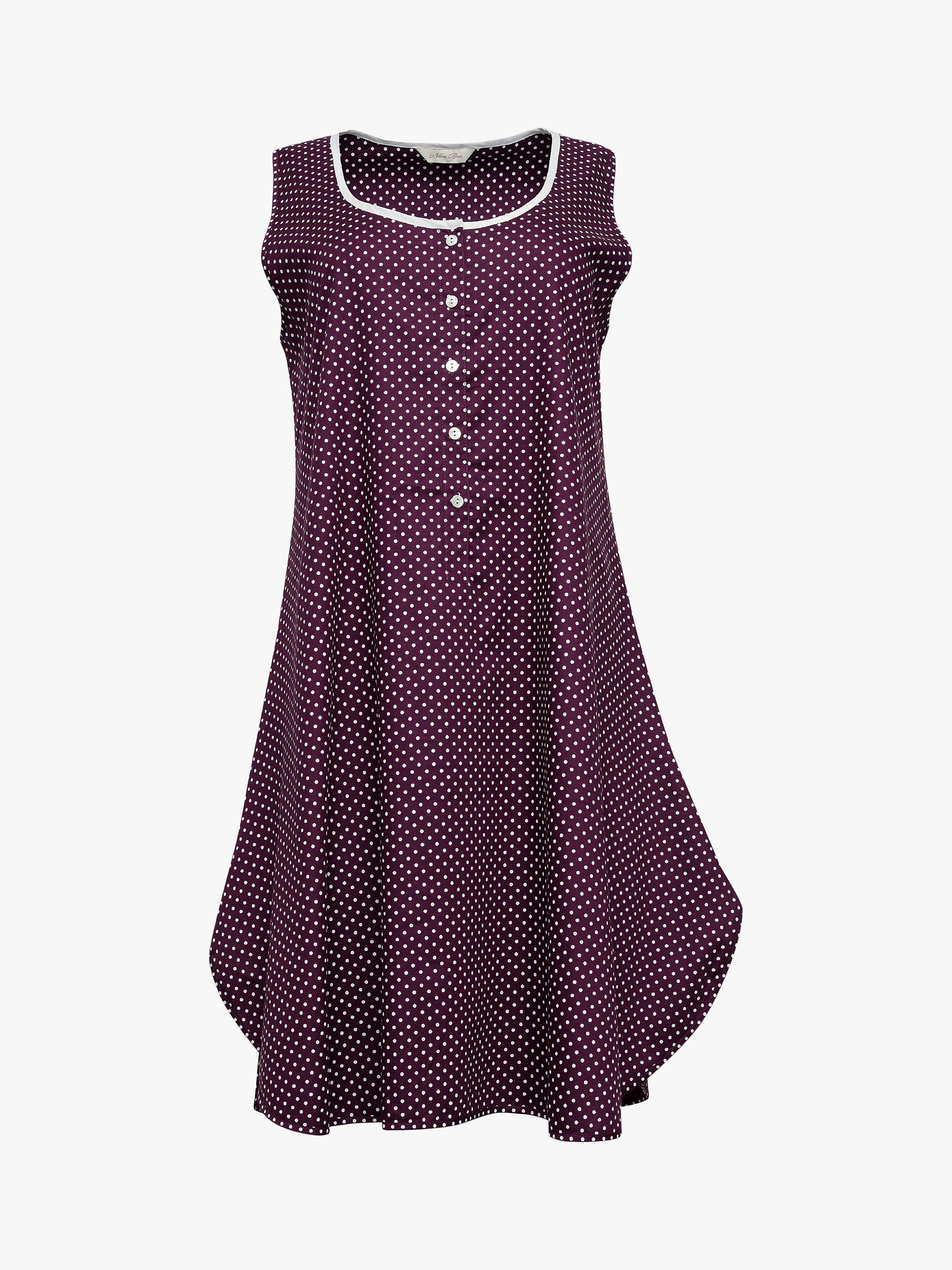 Product image 3 of 4, which shows Nora Rose by Cyberjammies Lillian Spot Print Nightdress, Purple, 8