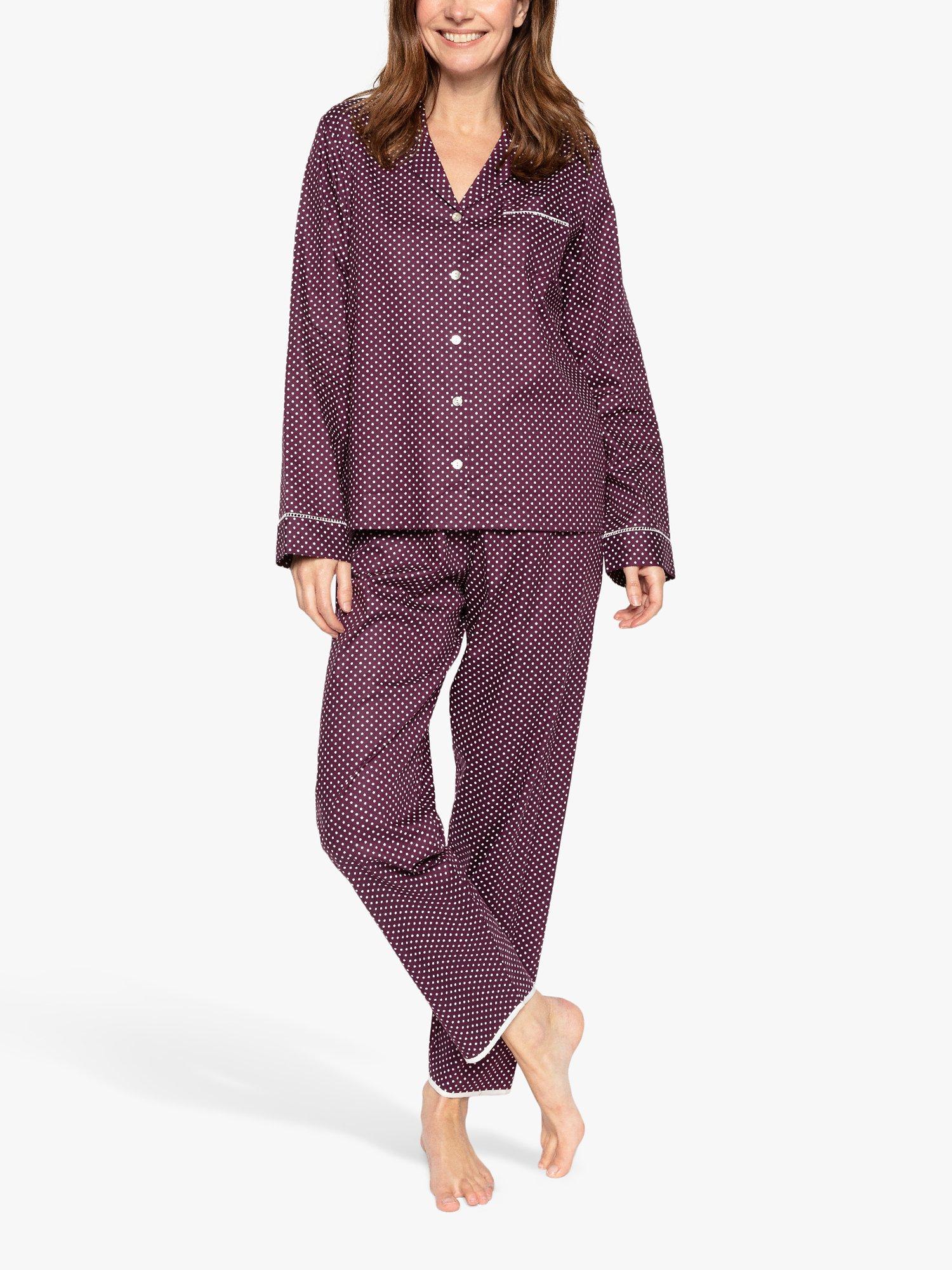 Product image 1 of 4, which shows Nora Rose by Cyberjammies Lillian Spot Print Pyjama Set, Purple, 8