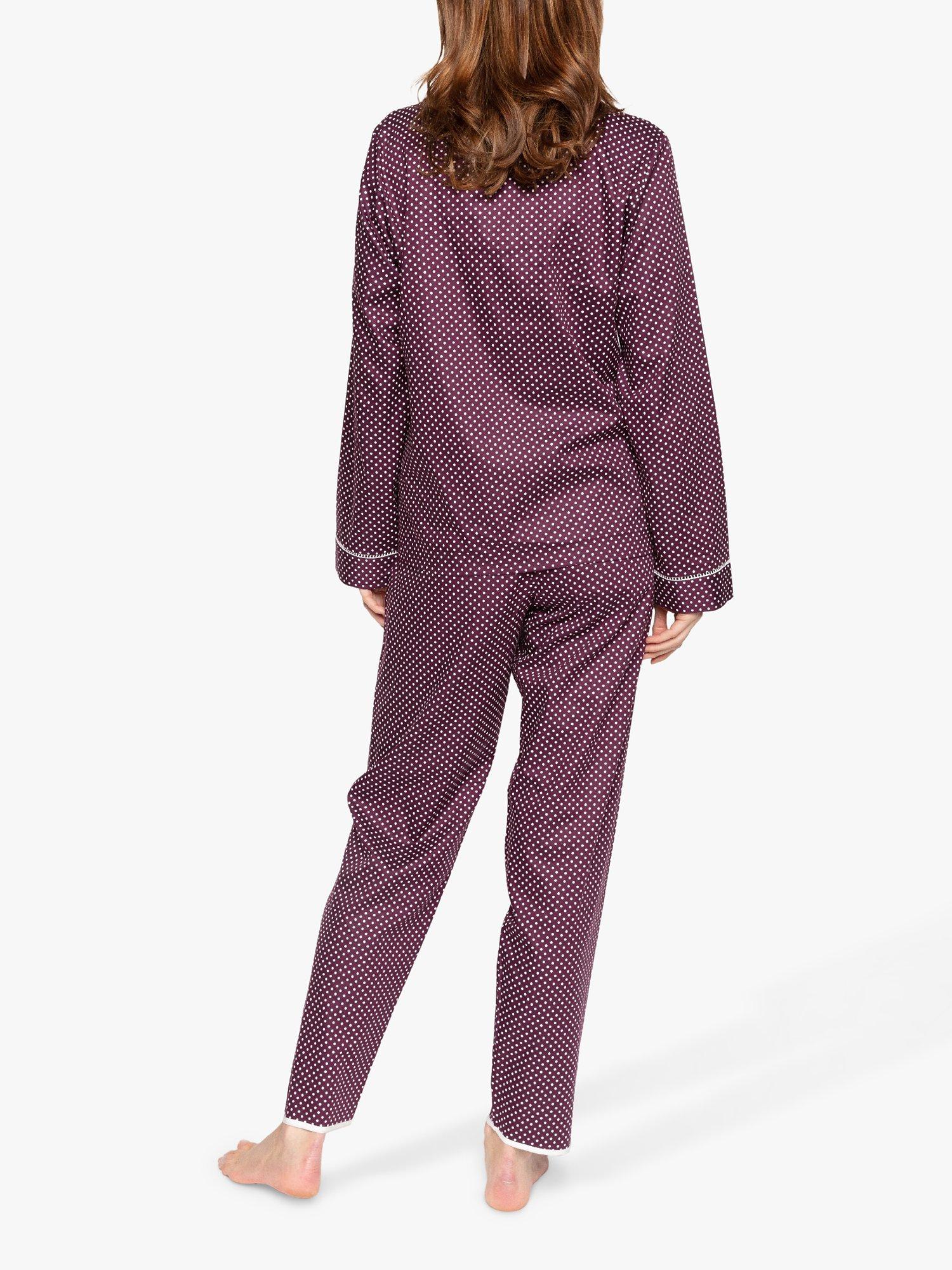 Product image 2 of 4, which shows Nora Rose by Cyberjammies Lillian Spot Print Pyjama Set, Purple, 8