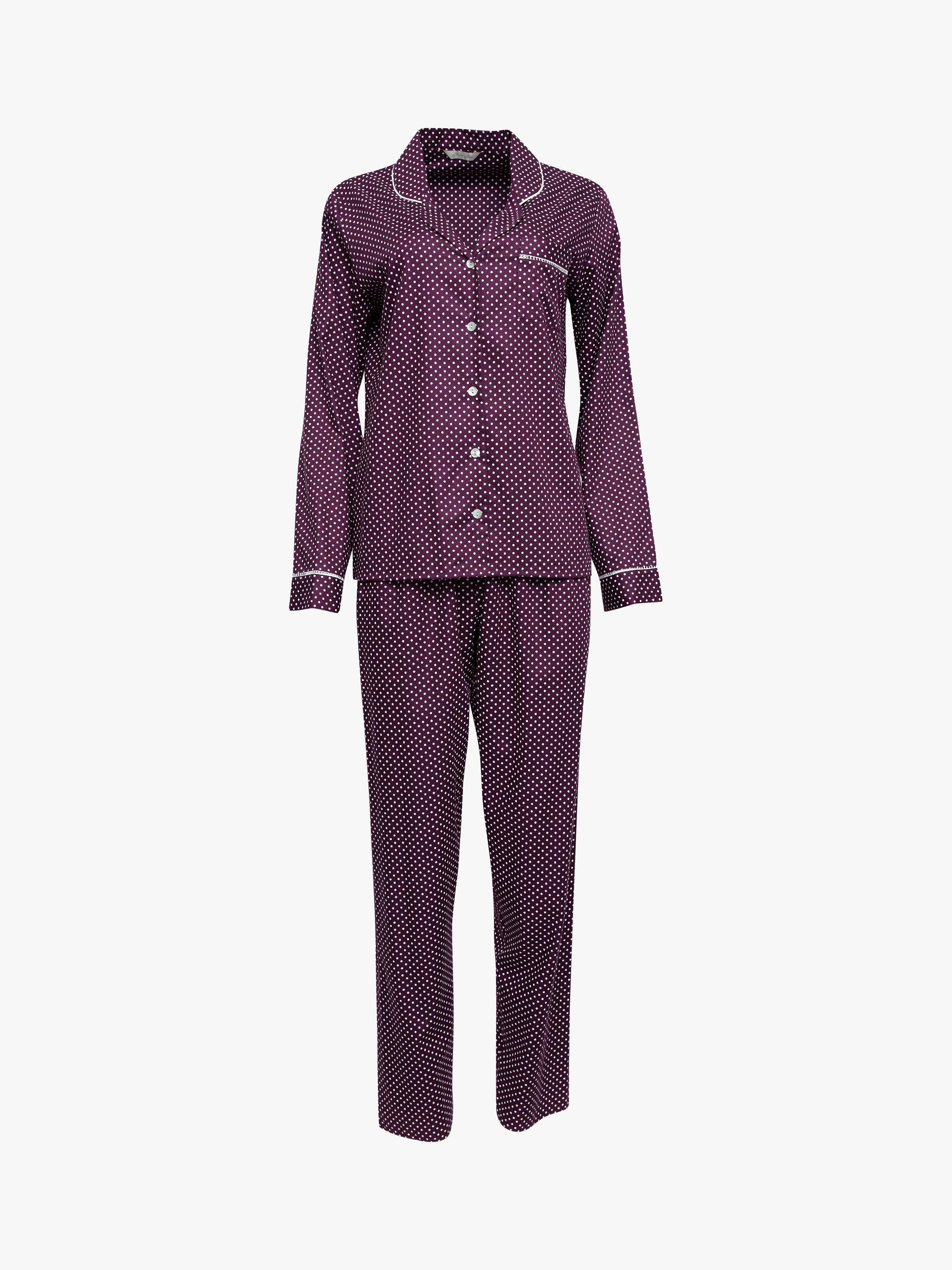 Product image 3 of 4, which shows Nora Rose by Cyberjammies Lillian Spot Print Pyjama Set, Purple, 8