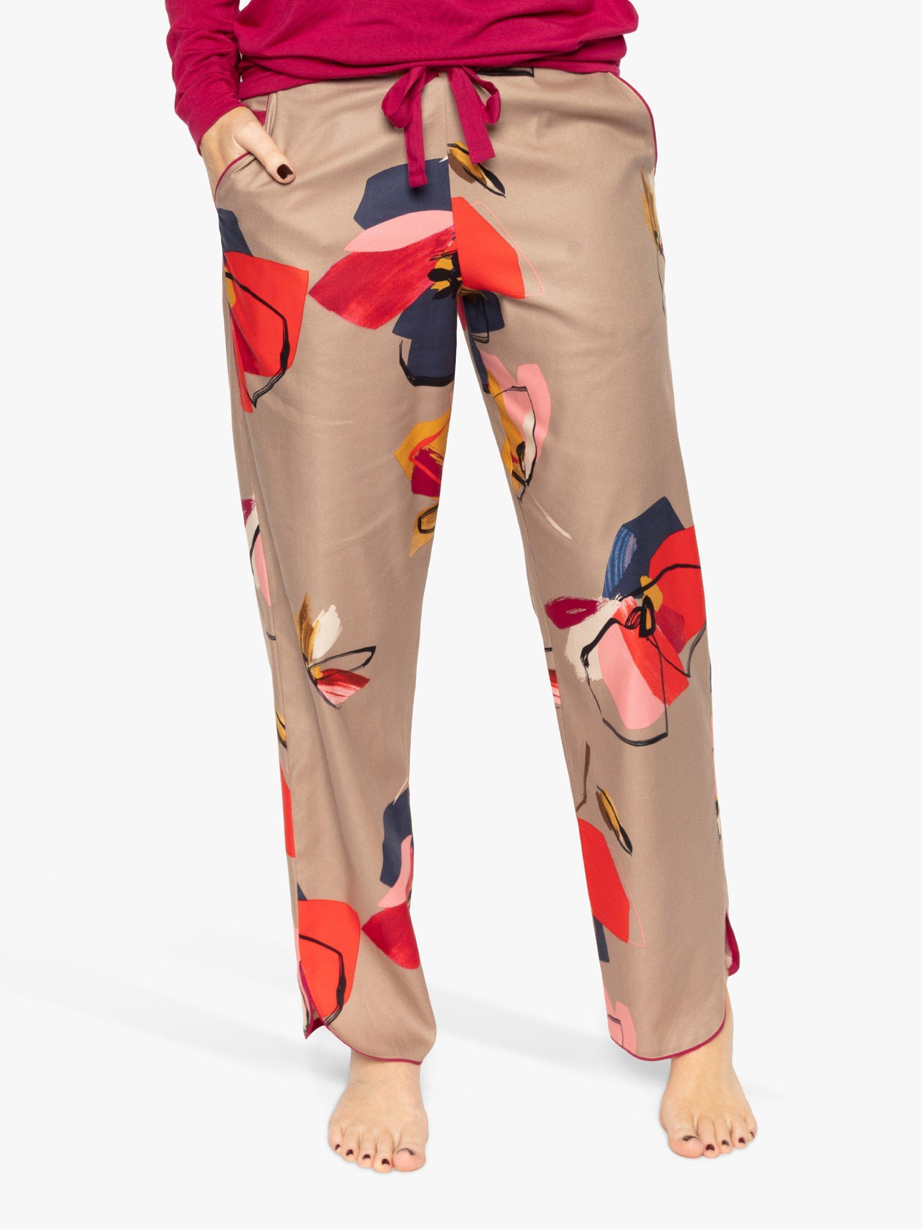 Product image 1 of 3, which shows Cyberjammies Naomi Abstract Floral Pyjama Bottoms, Taupe, 8