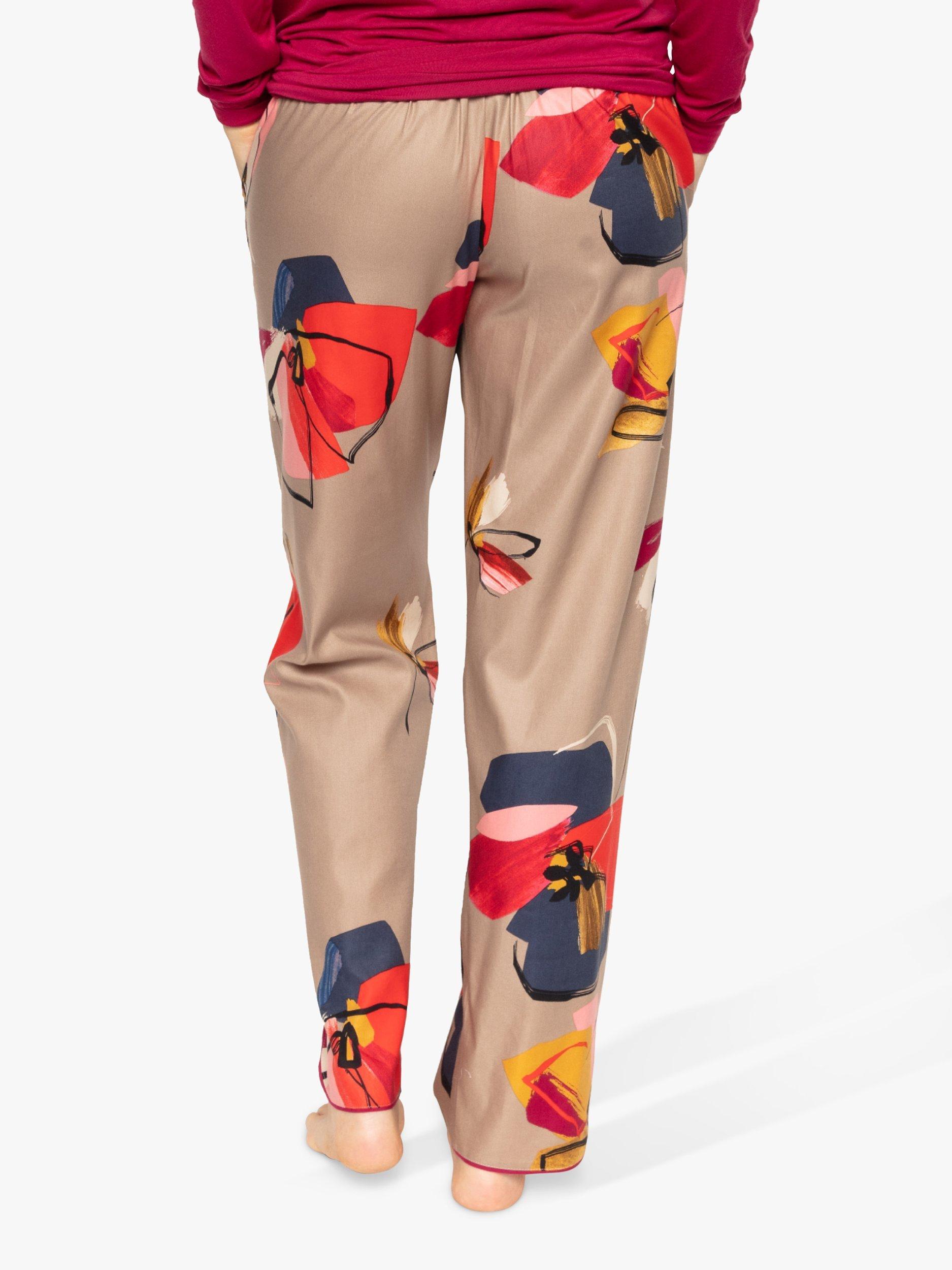 Product image 2 of 3, which shows Cyberjammies Naomi Abstract Floral Pyjama Bottoms, Taupe, 8