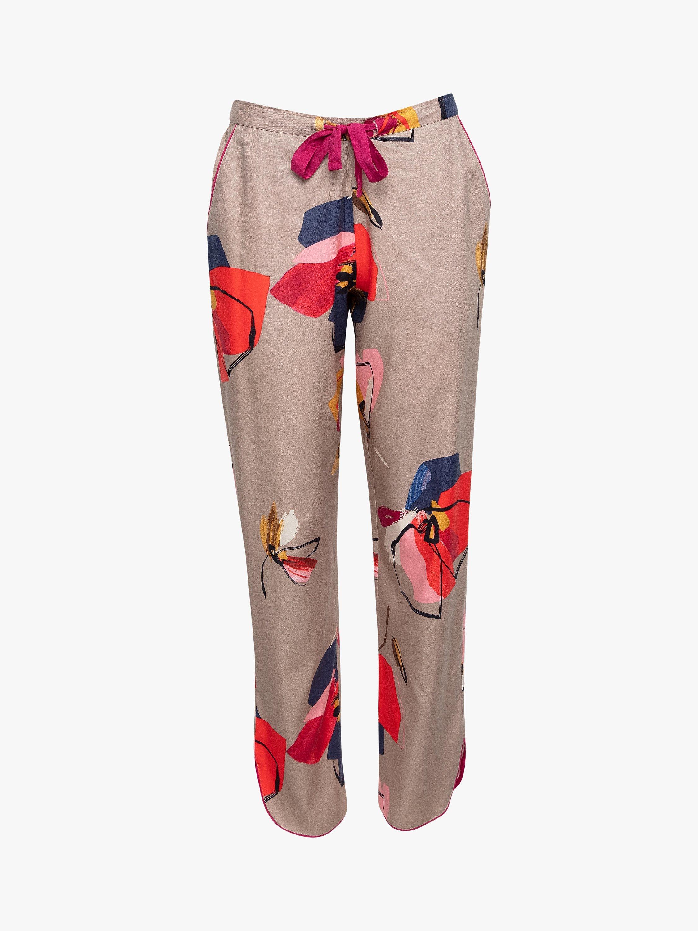 Product image 3 of 3, which shows Cyberjammies Naomi Abstract Floral Pyjama Bottoms, Taupe, 8