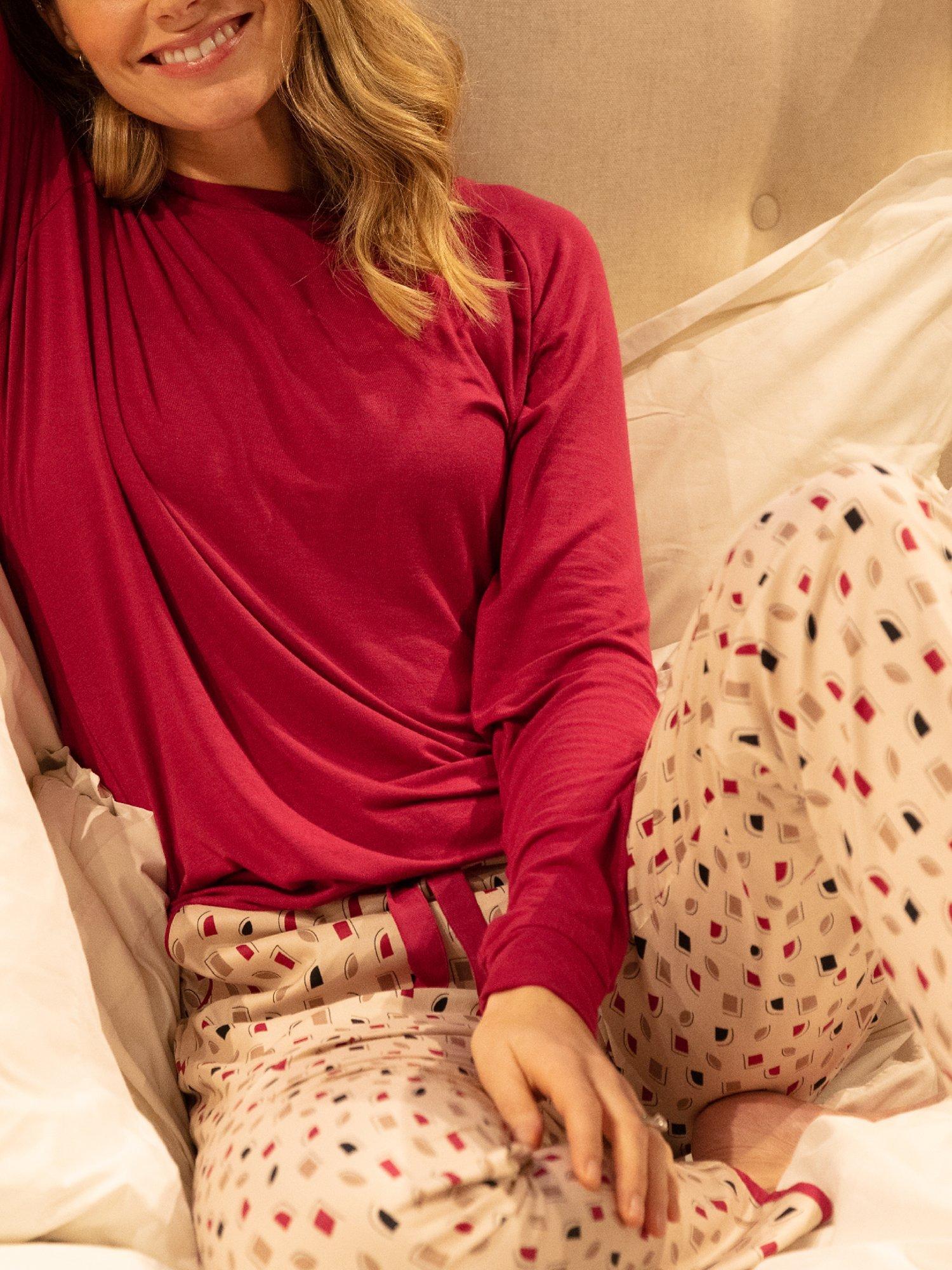 Product image 4 of 4, which shows Cyberjammies Naomi Knit Long Sleeve Pyjama Top, Fuchsia, 8