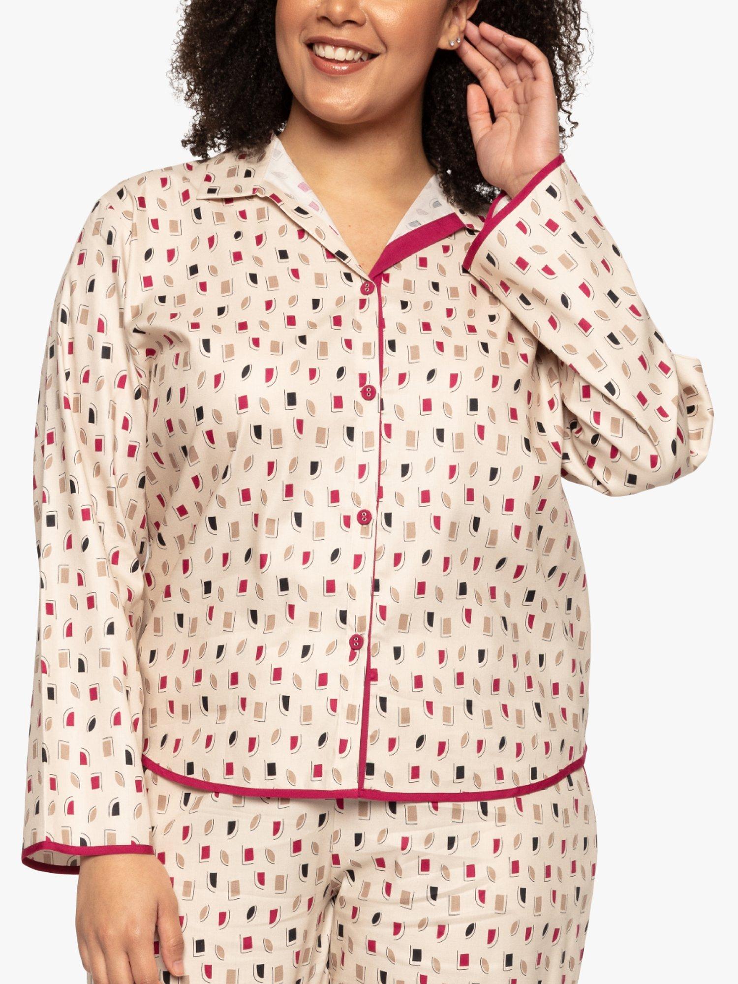 Product image 1 of 3, which shows Cyberjammies Naomi Geometric Print Pyjama Top, Cream/Multi, 8