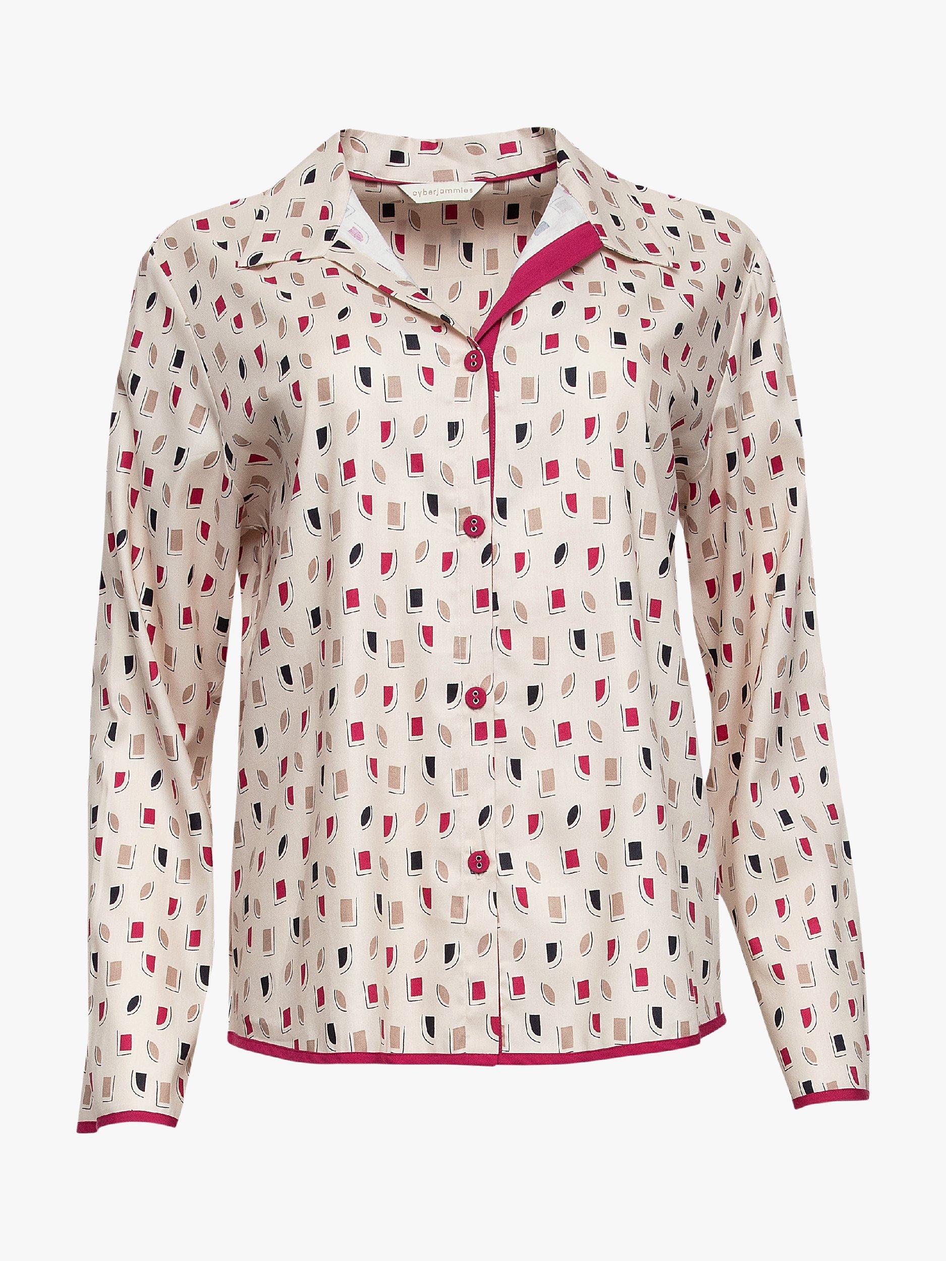 Product image 3 of 3, which shows Cyberjammies Naomi Geometric Print Pyjama Top, Cream/Multi, 8