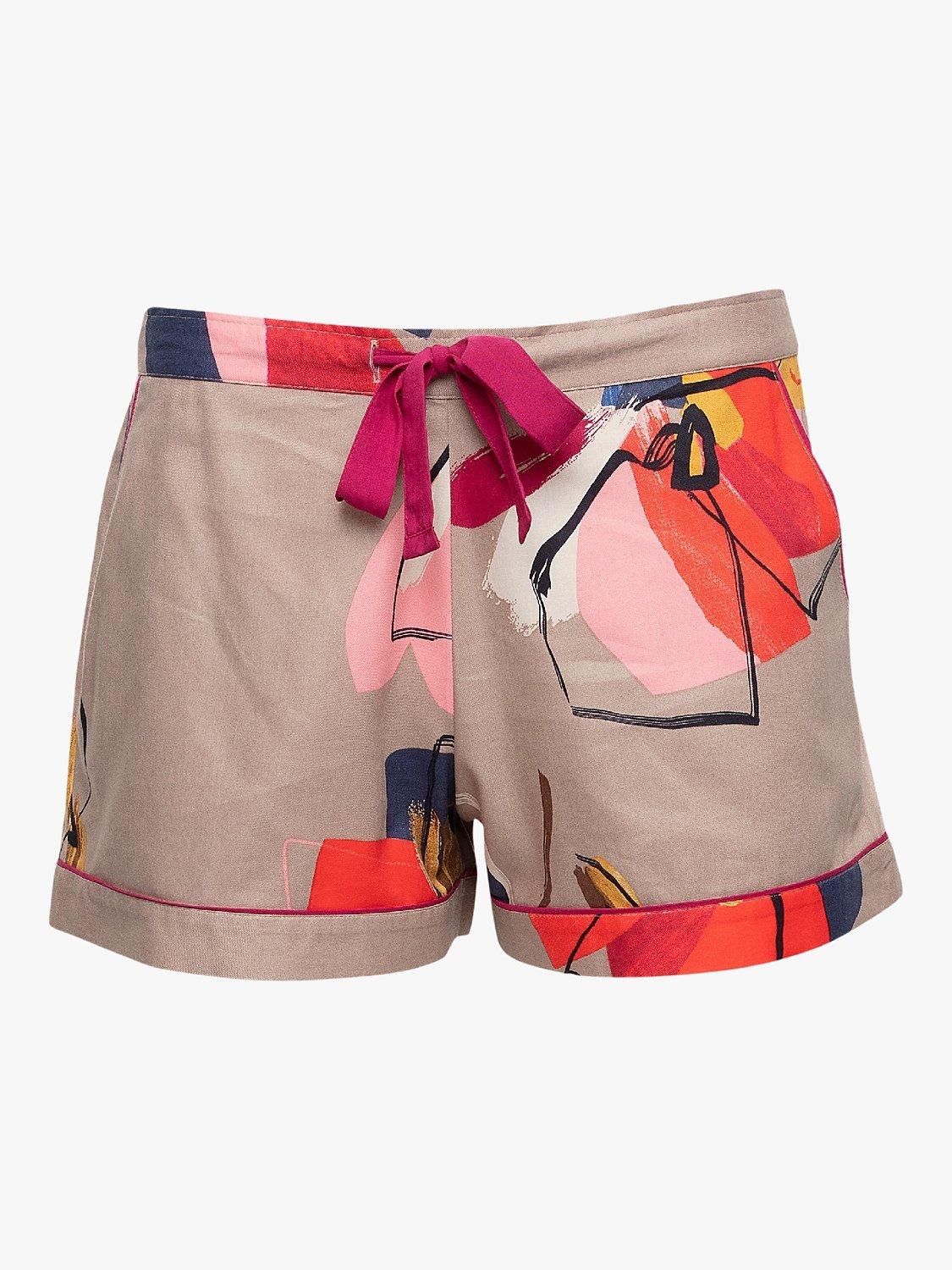 Product image 3 of 4, which shows Cyberjammies Naomi Abstract Floral Pyjama Shorts, Taupe, 8