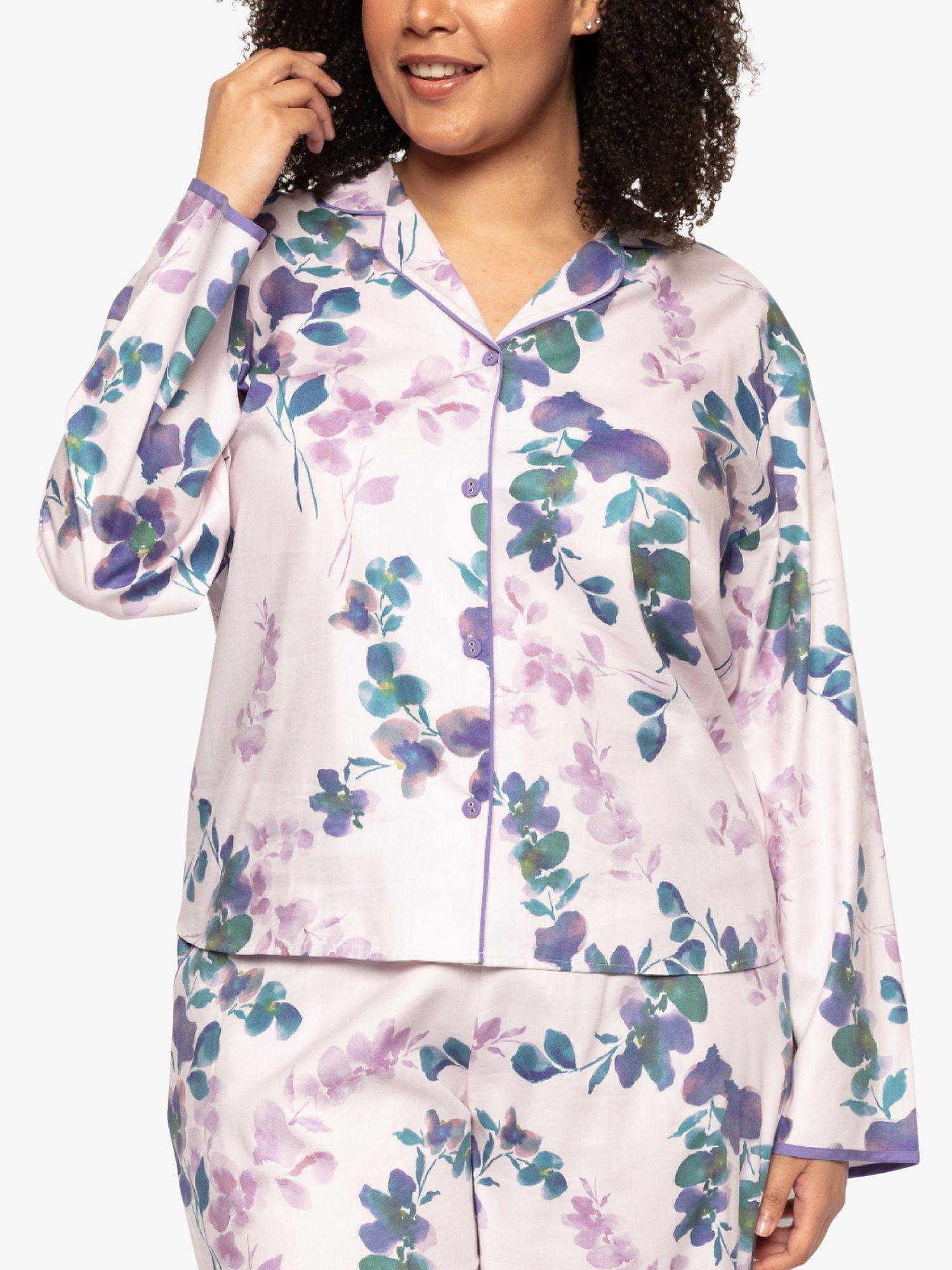 Product image 1 of 4, which shows Cyberjammies Camilla Floral Print Pyjama Shirt, Light Pink, 8