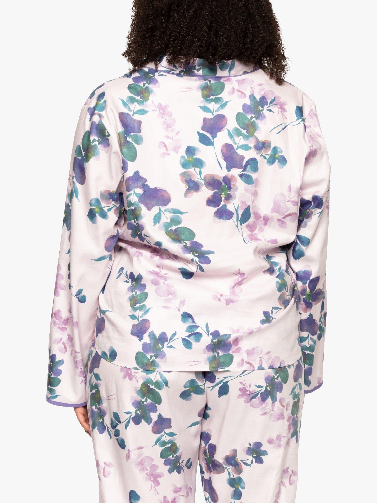 Product image 2 of 4, which shows Cyberjammies Camilla Floral Print Pyjama Shirt, Light Pink, 8