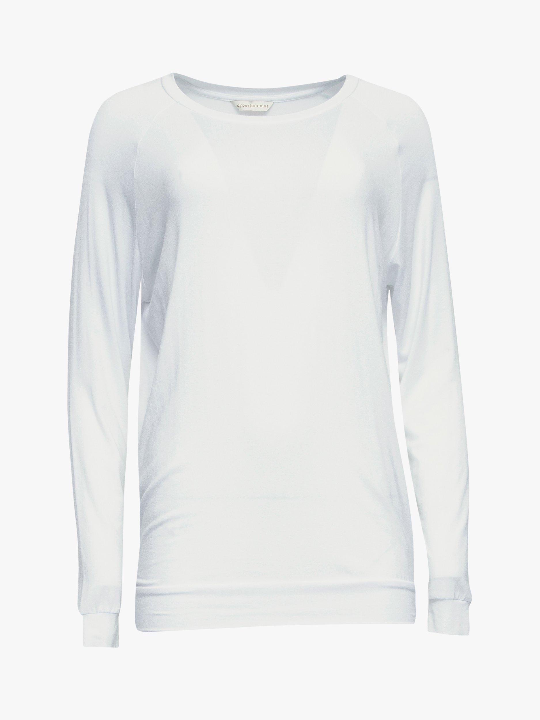 Cyberjammies Naomi Knit Long Sleeve Pyjama Top, White, 8