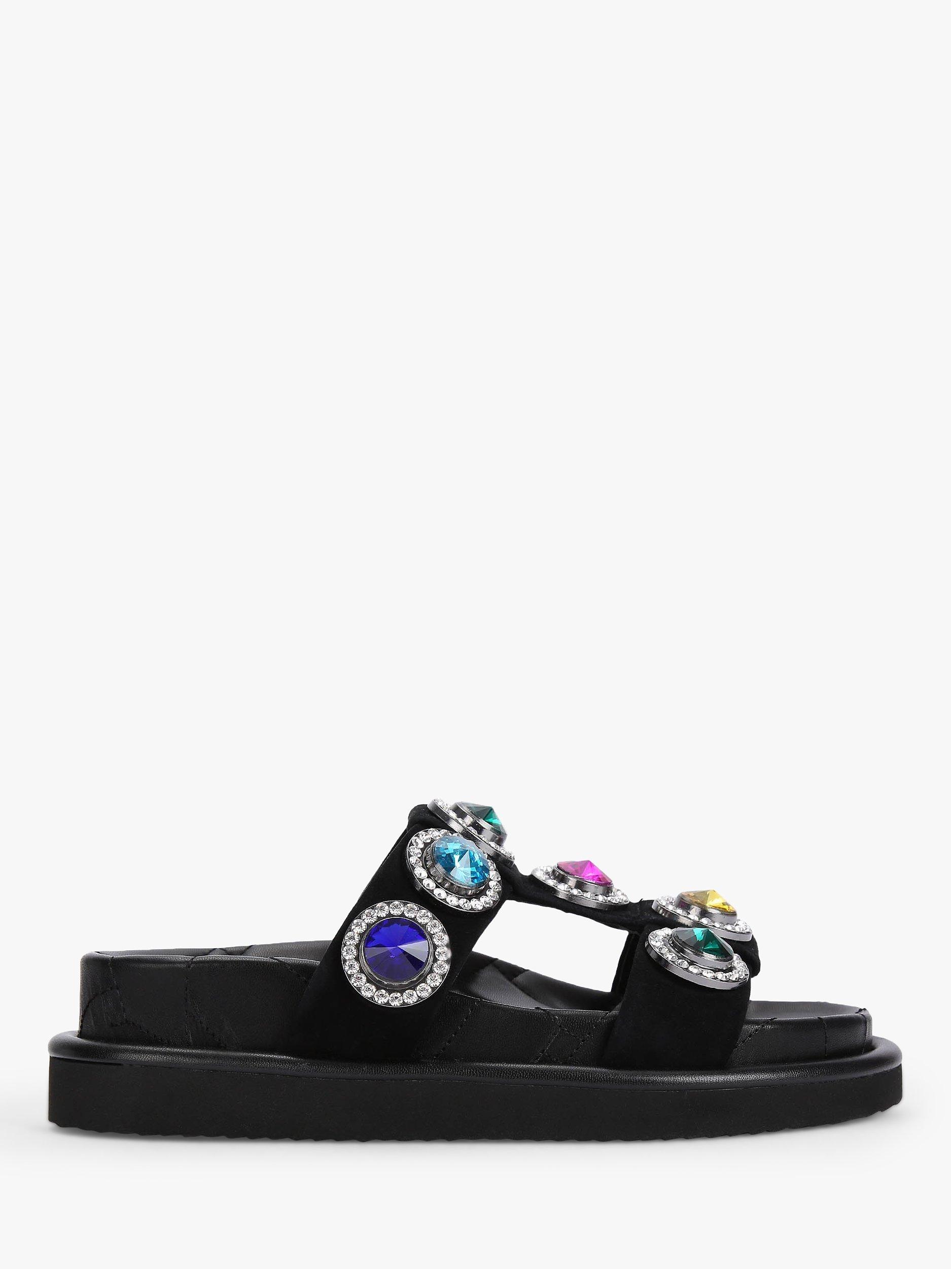Product image 1 of 5, which shows Kurt Geiger London Orson Crystal Gem Sliders, Black/Multi, 3