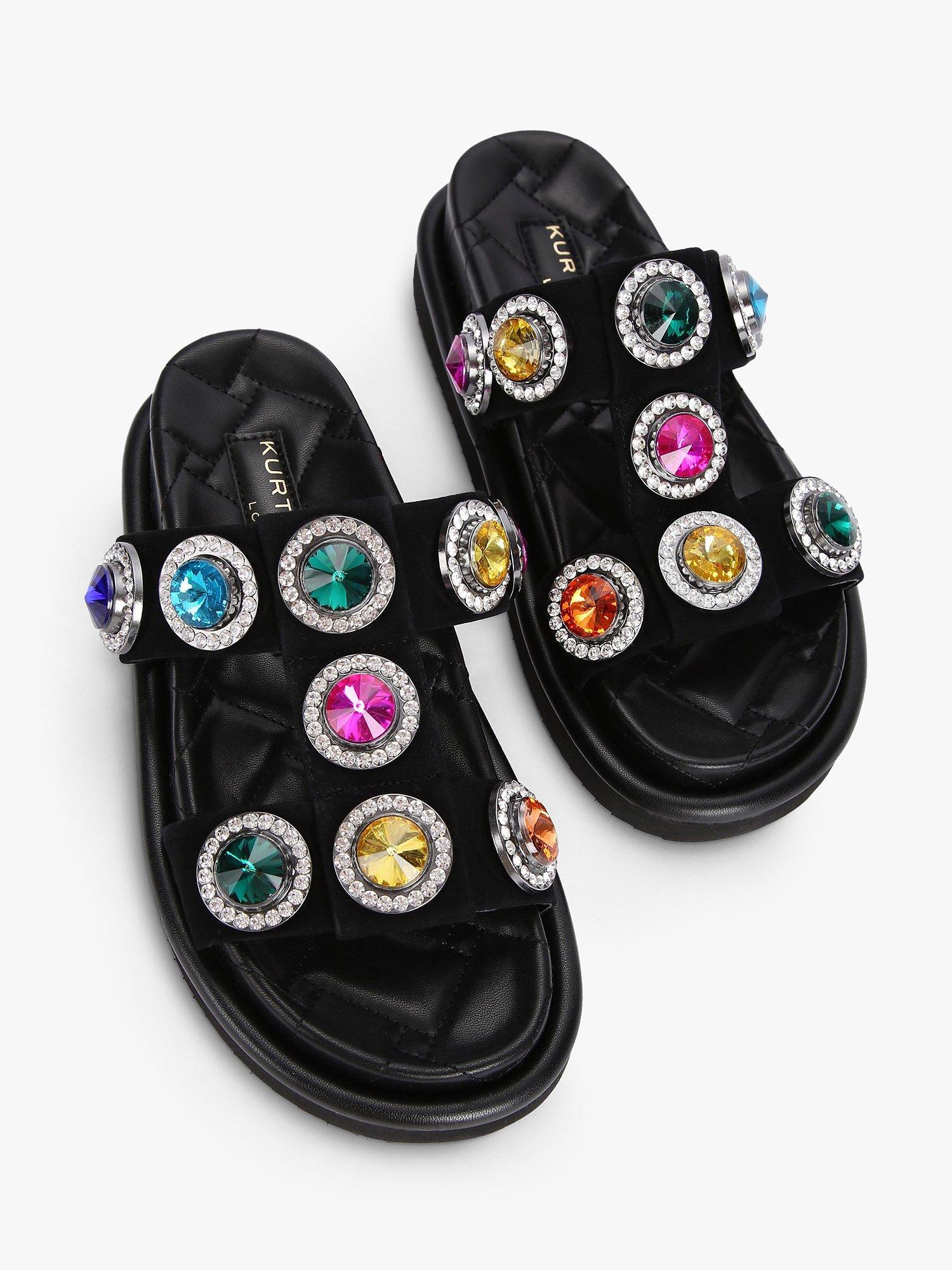 Kurt Geiger London Orson Crystal Gem Sliders, Black/Multi, 3