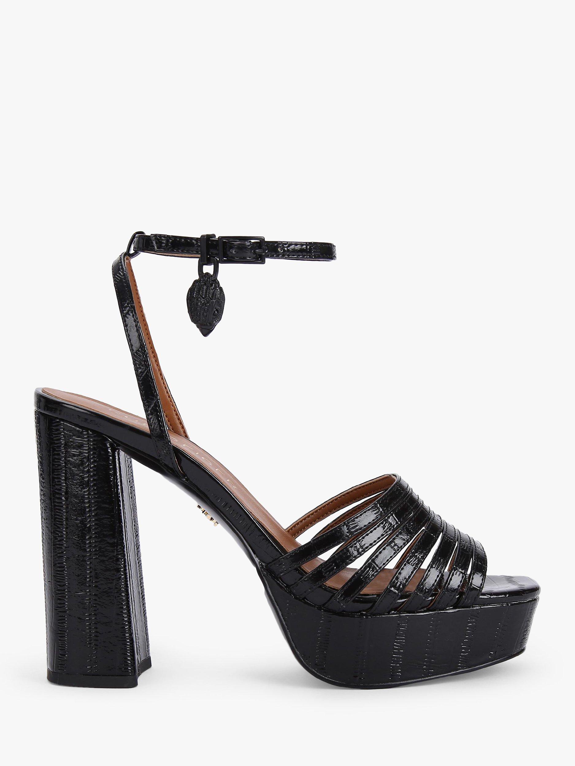 Kurt Geiger London Pierra Patent Platform Heel Sandals, Black