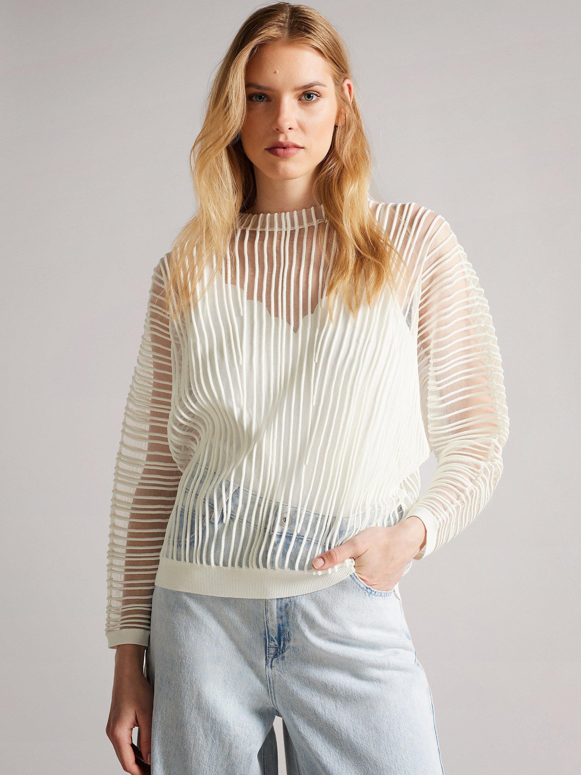 Ted Baker Nellay Sheer Stripe Long Sleeve Top