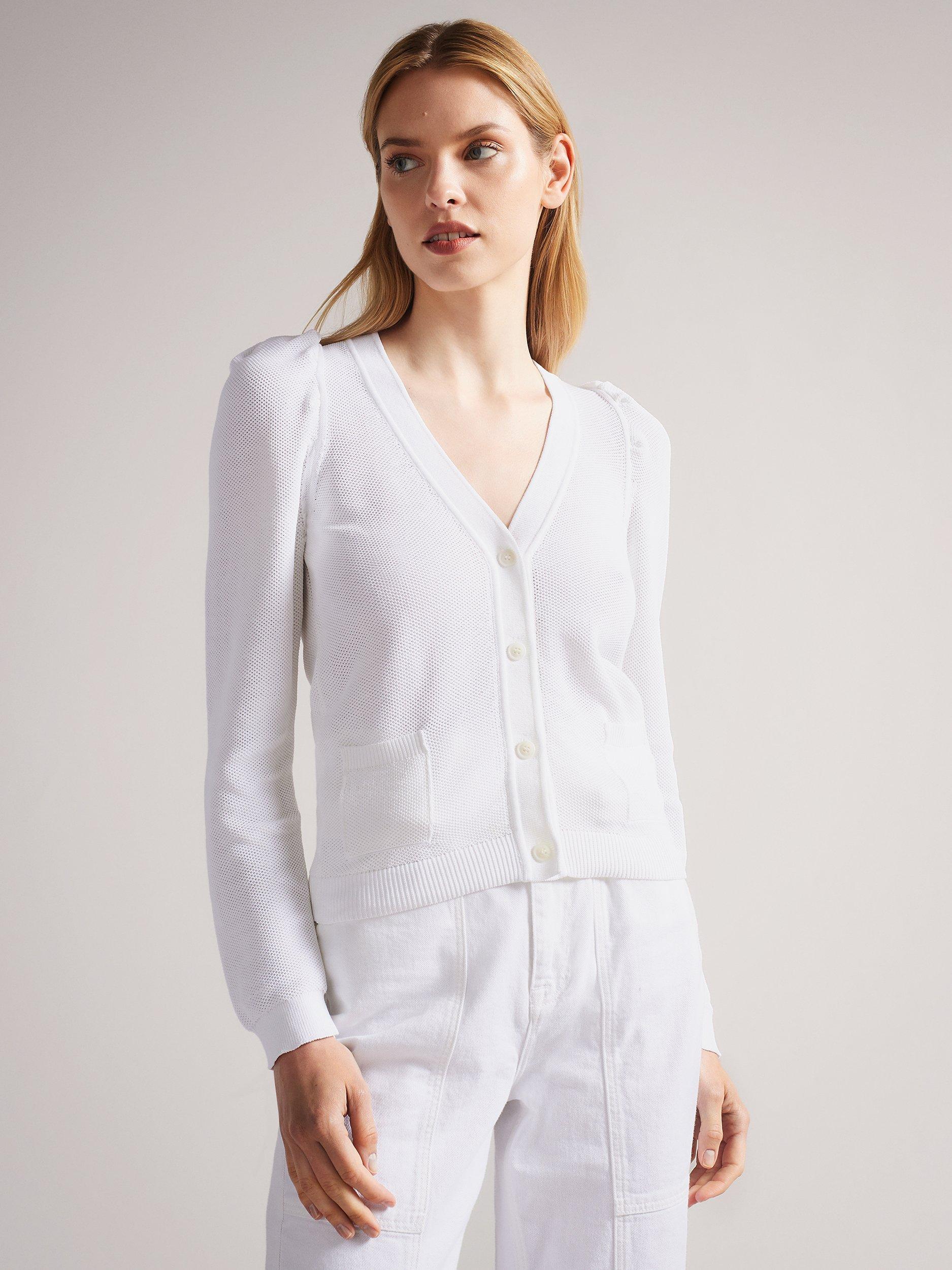 Ted Baker Kimbaly Puff Sleeve V-Neck Cardigan