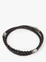 Simon Carter Newquay Men s Braided Leather Bracelet Black One size