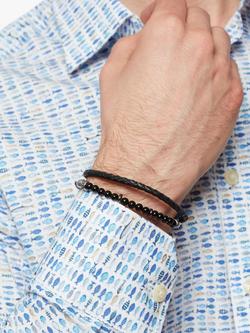 Simon Carter Men's Hayle Leather Onyx Bead Bracelet, Black - view 2, Black