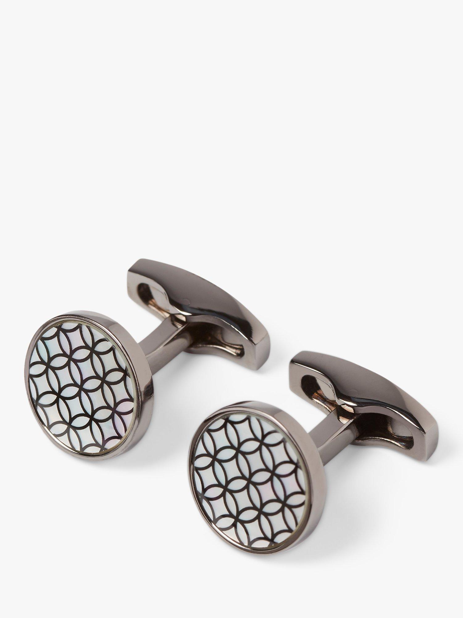 Simon Carter Lattice Mother of Pearl Cufflinks, White