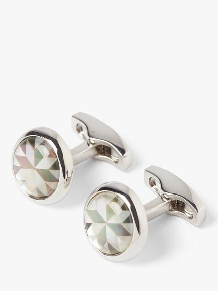 Simon Carter Kaleidoscope Mother of Pearl Cufflinks, White/Grey, White/Grey