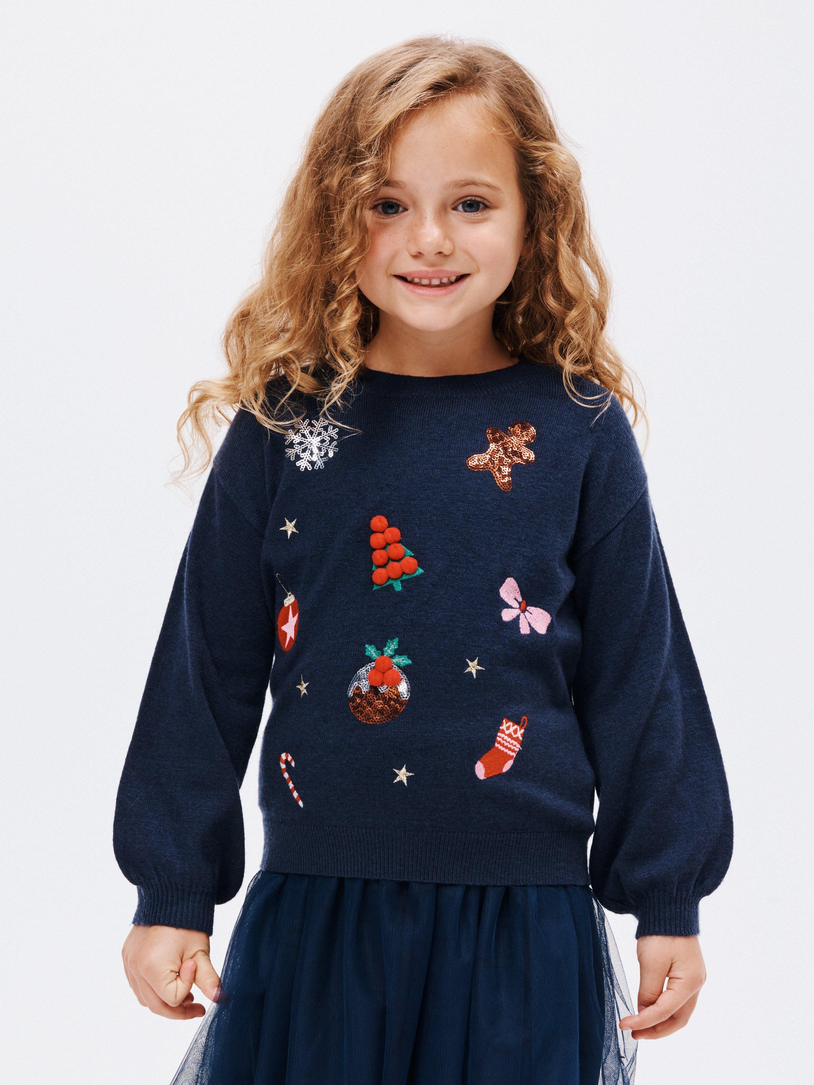 John Lewis Kids' Christmas Icons Jumper, Blue