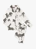 Chelsea Peers Kids' Zebra Button Up Pyjama Set, Cream