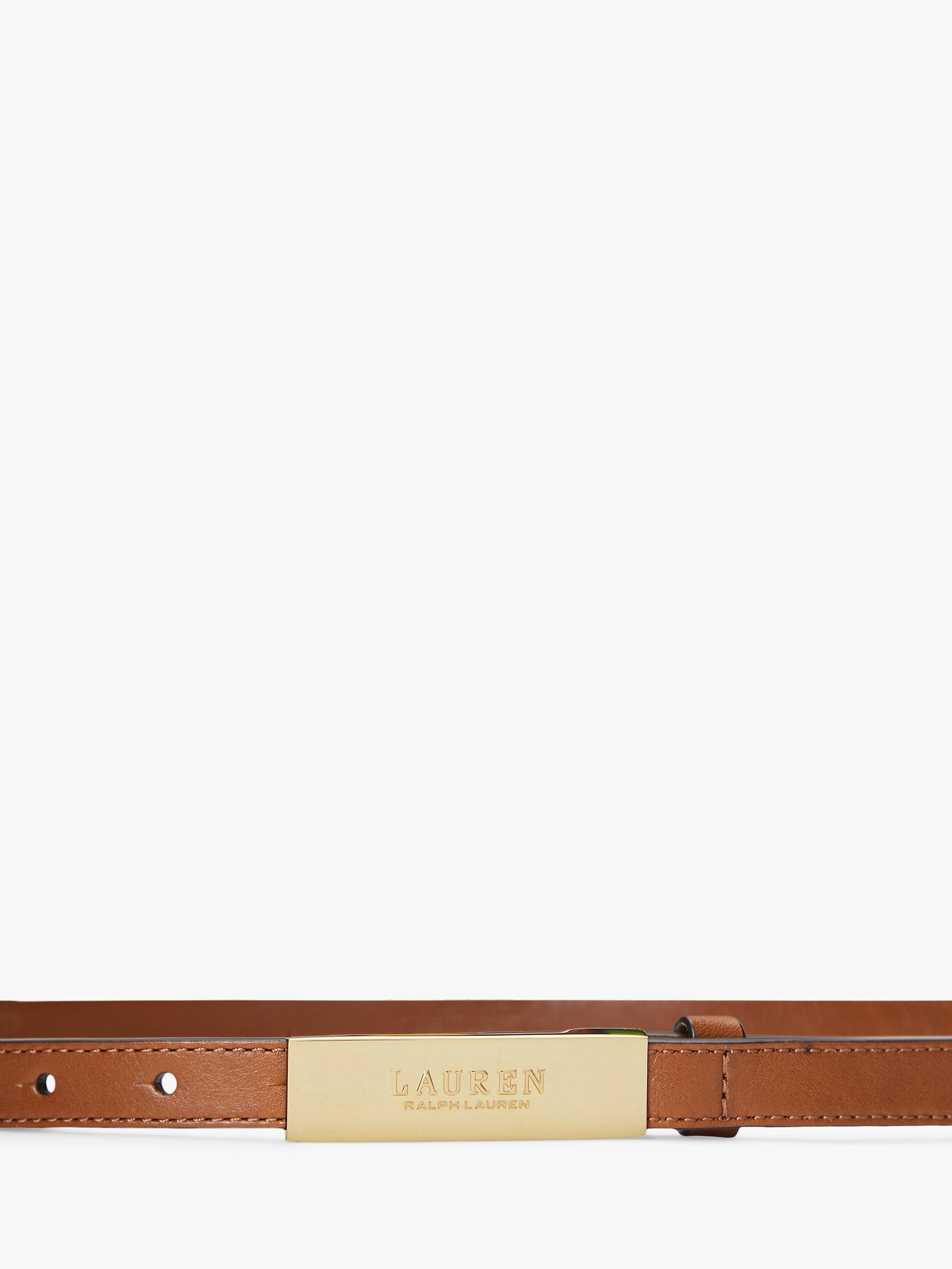 Lauren Ralph Lauren Plaque Buckle Leather Belt Tan