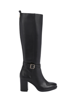 Carvela Silver Leather Knee High Boots, Black, Black