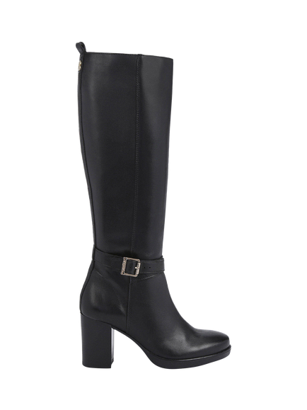 Carvela Silver Leather Knee High Boots, Black, Black