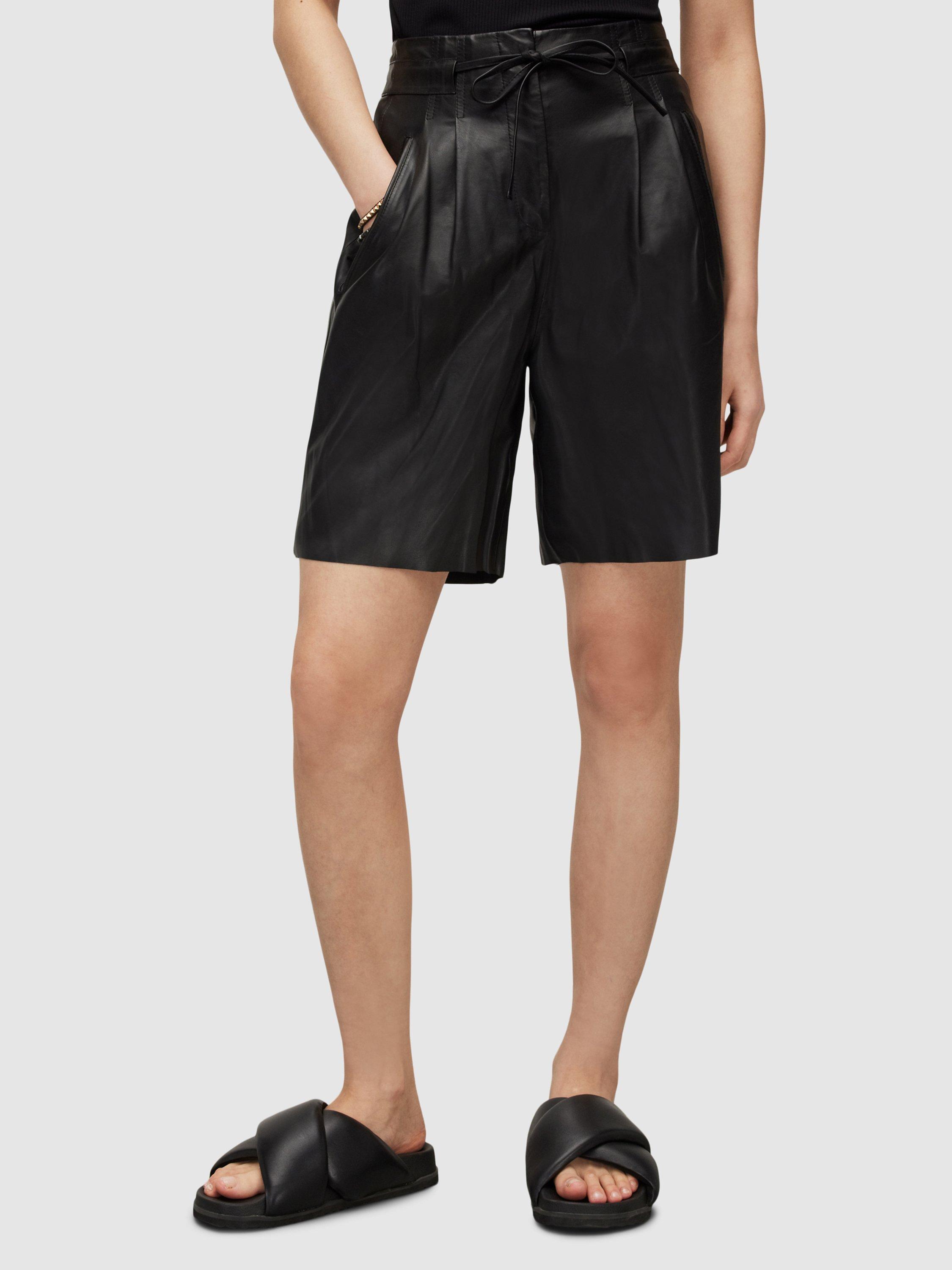 AllSaints Savannah Leather Shorts, Black