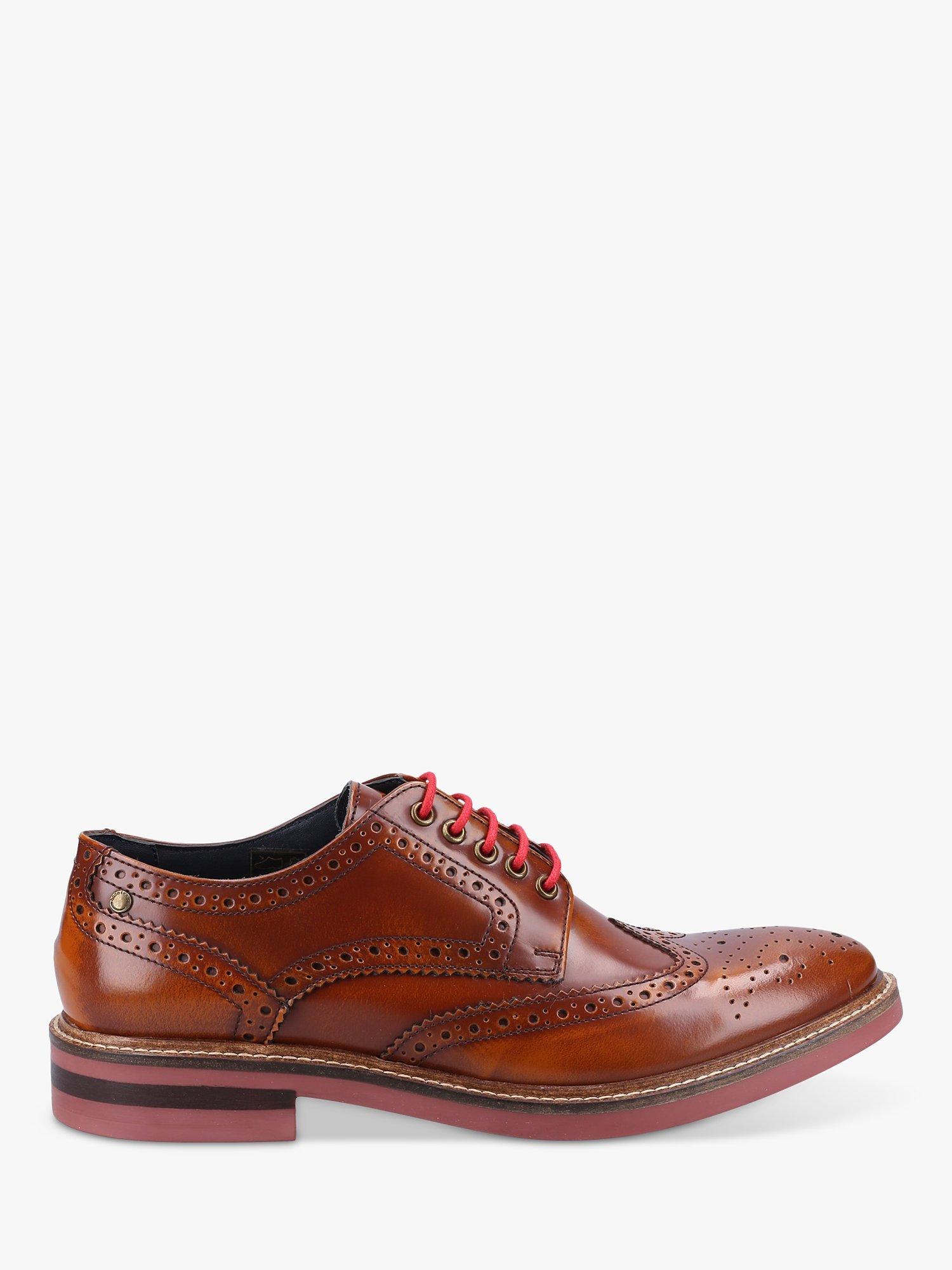 Base London Woburn Hi-Shine Leather Brogue Shoes, Tan