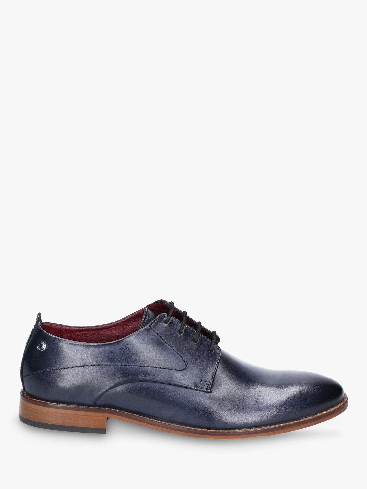 Product image 1 of 4, which shows Base London Script Washed Leather Derby Shoes, Navy, 6