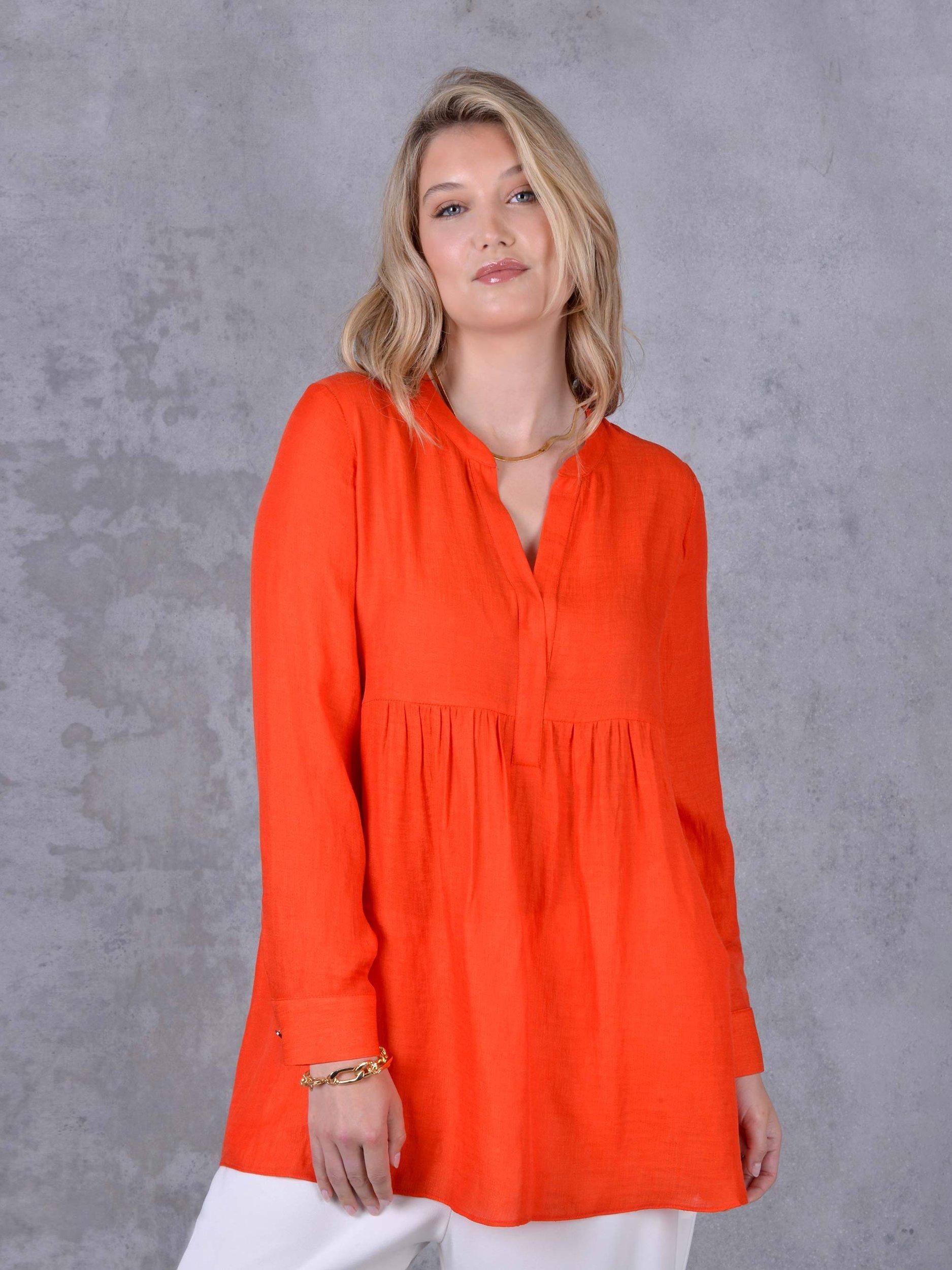 Live Unlimited Curve Loose Chambray Blouse, Orange