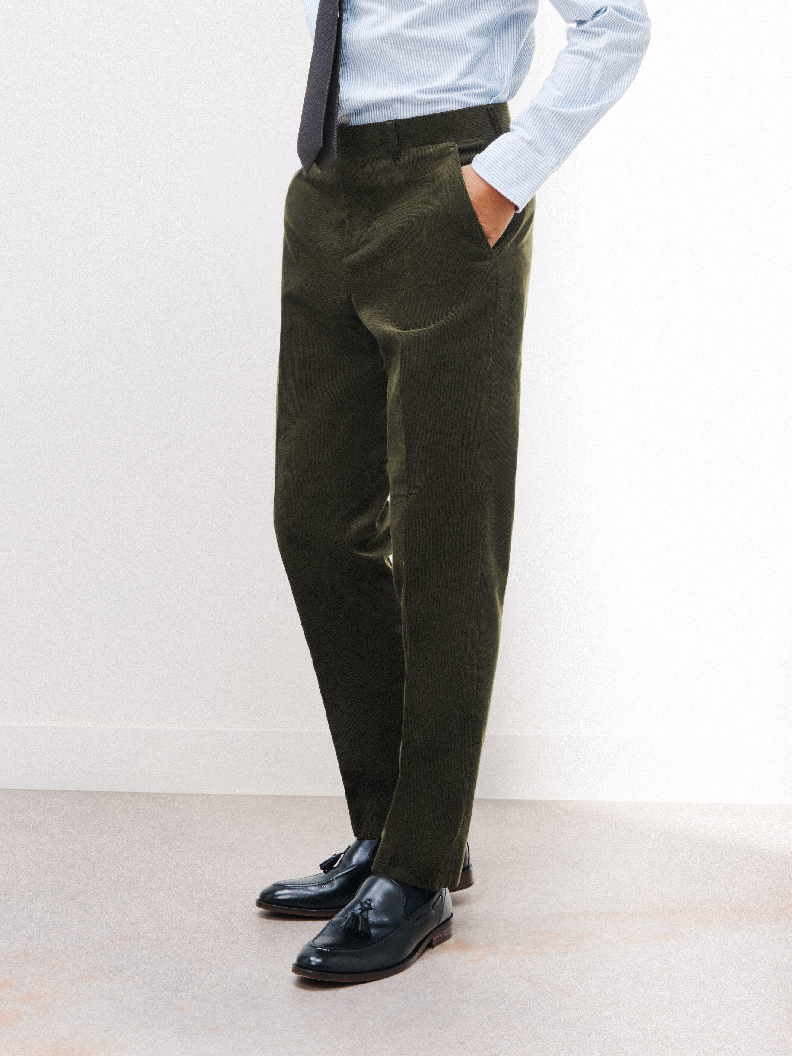 John Lewis Corduroy Suit Trousers, Olive, 34S
