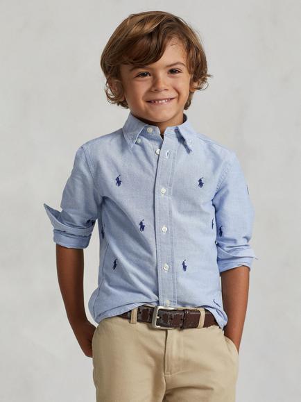 Polo Ralph Lauren Kids' Schiffli Oxford Shirt, Blue, Blue