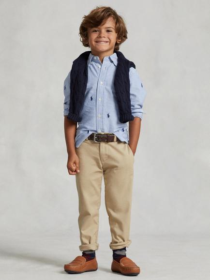 Polo Ralph Lauren Kids' Schiffli Oxford Shirt, Blue - view 2, Blue