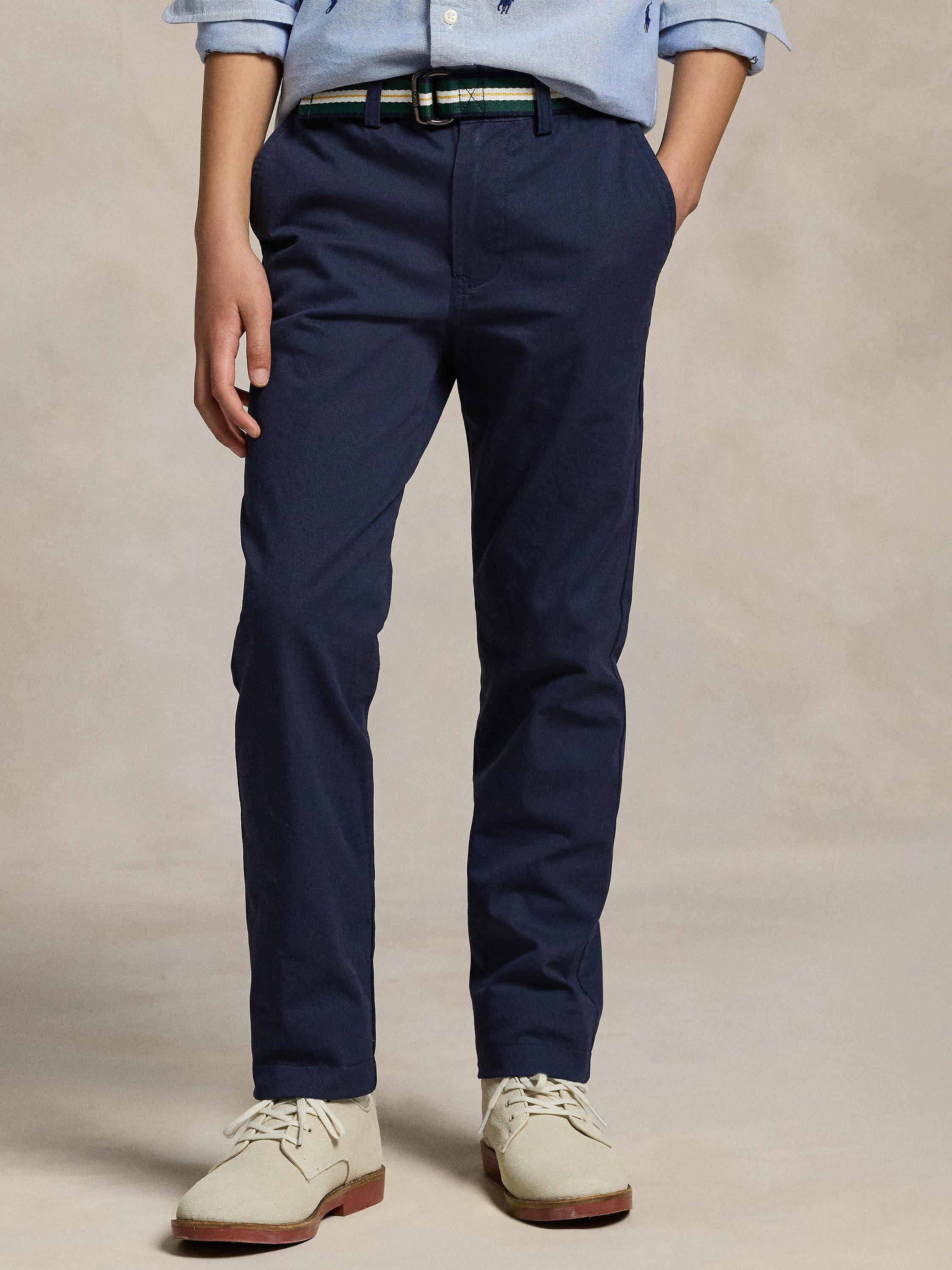 Product image 2 of 5, which shows Ralph Lauren Kids' Belted Chino Trousers, Newport Navy, 18 months