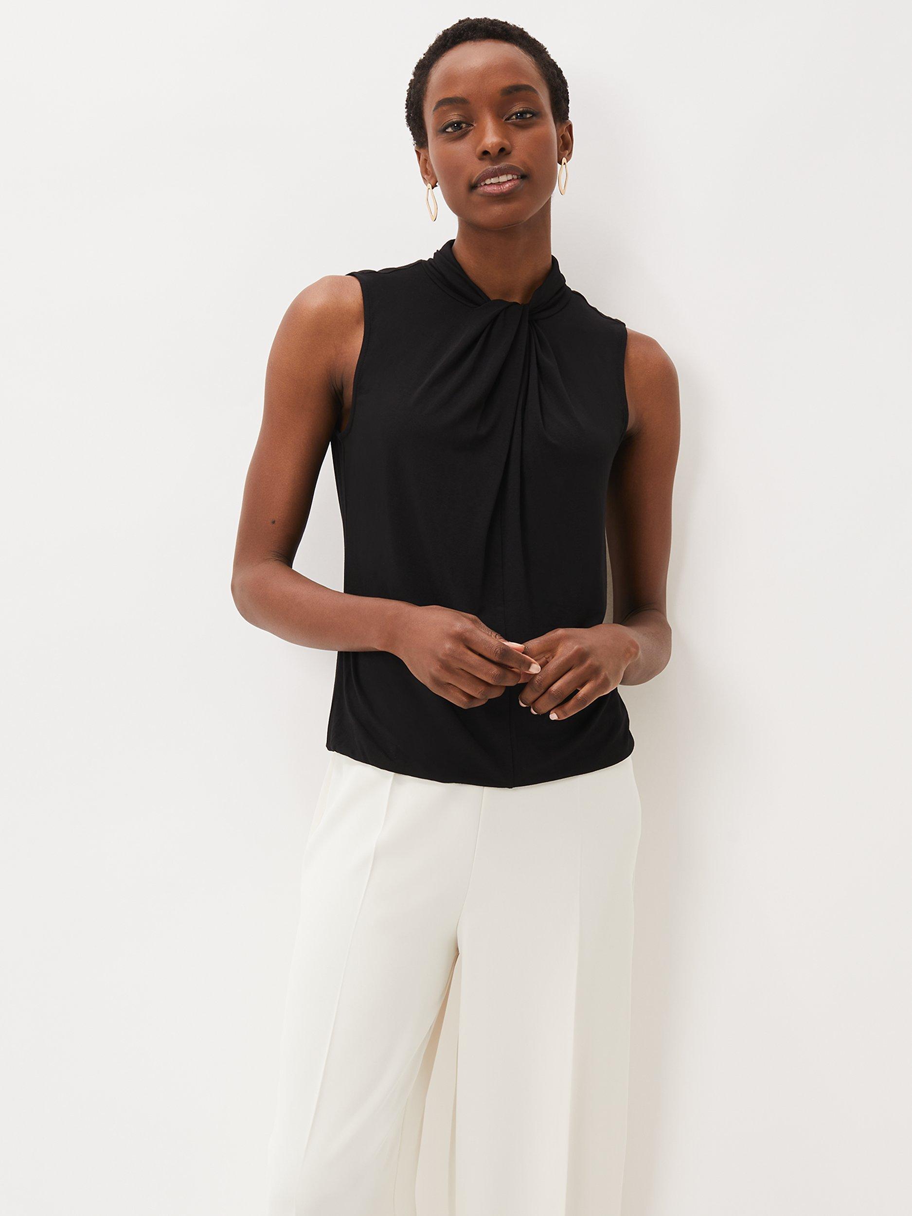 Phase Eight Reign Twist Neck Top, Black