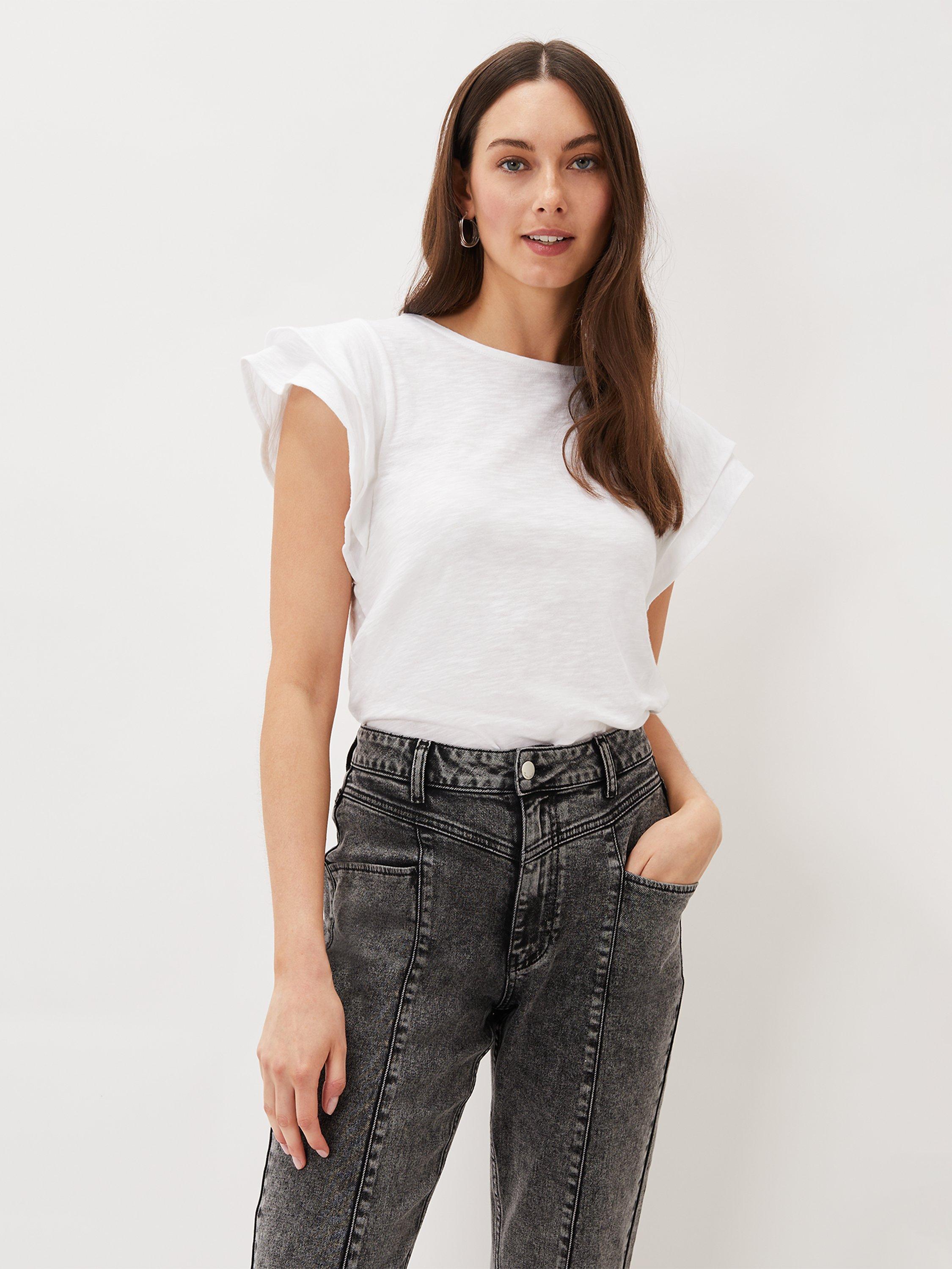 Phase Eight Rosolitta Frill Sleeve Top, White