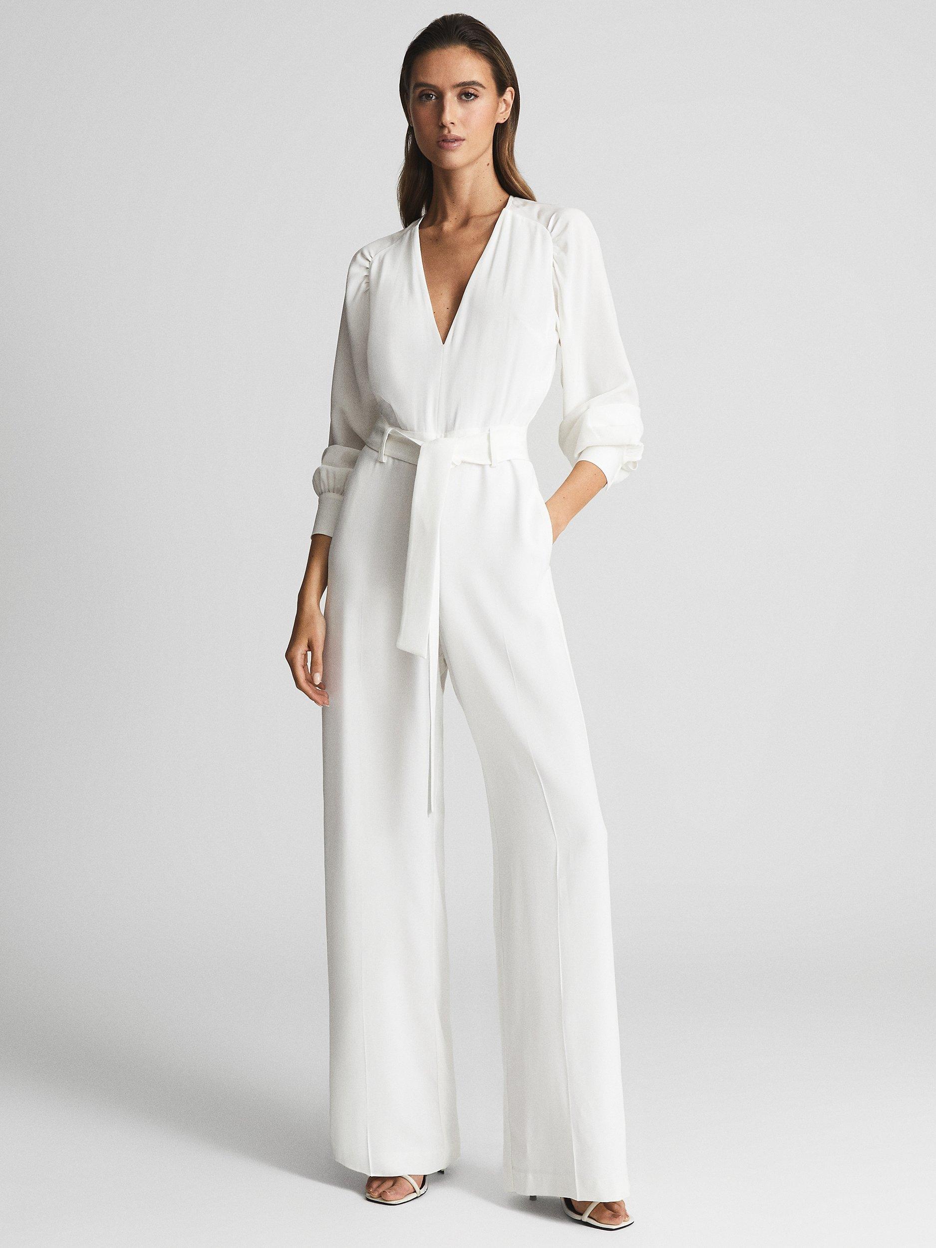 Reiss Elsa Wide Leg Jumpsuit, White