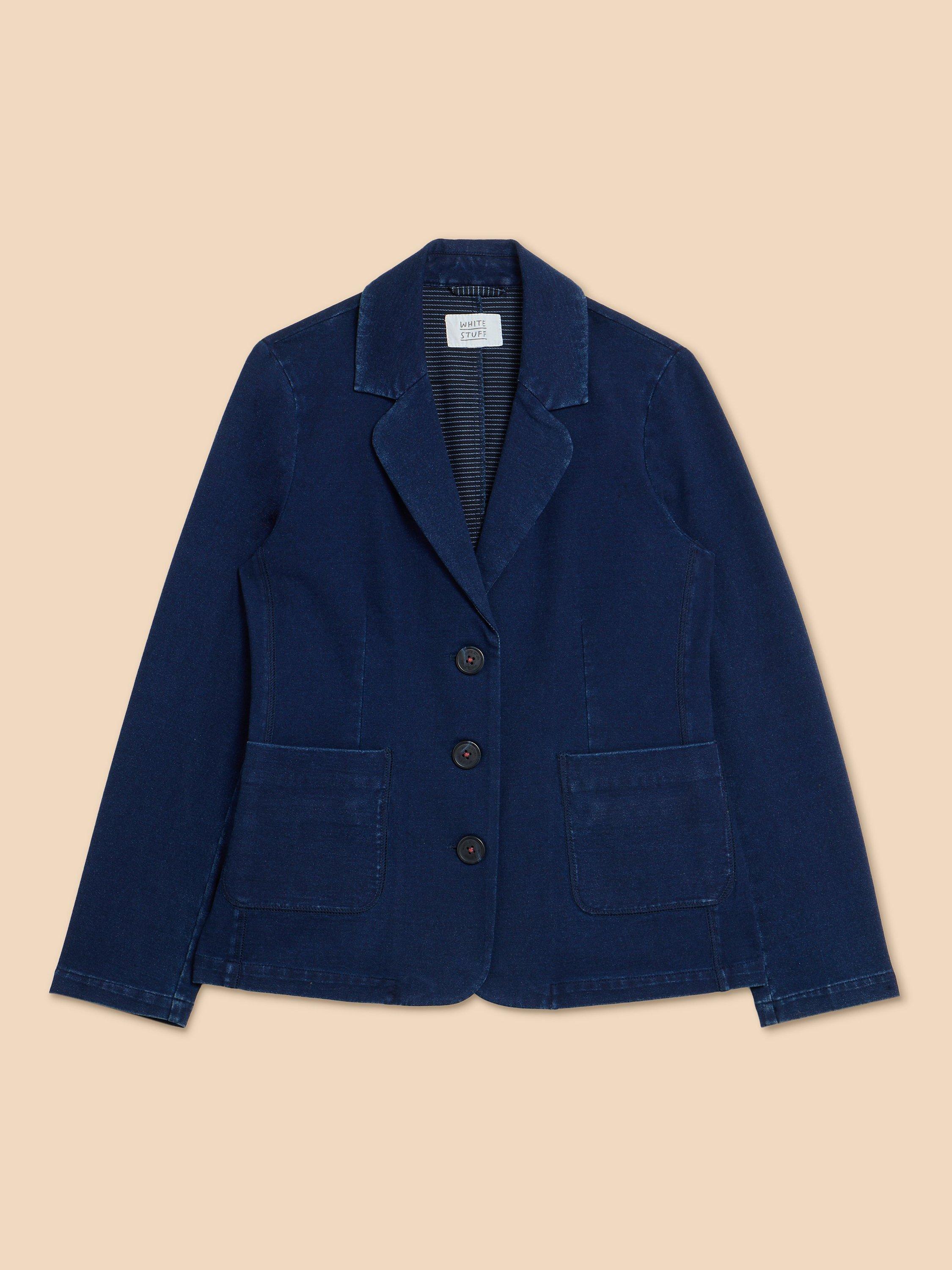 White Stuff Olivia Cotton Jersey Jacket Blue
