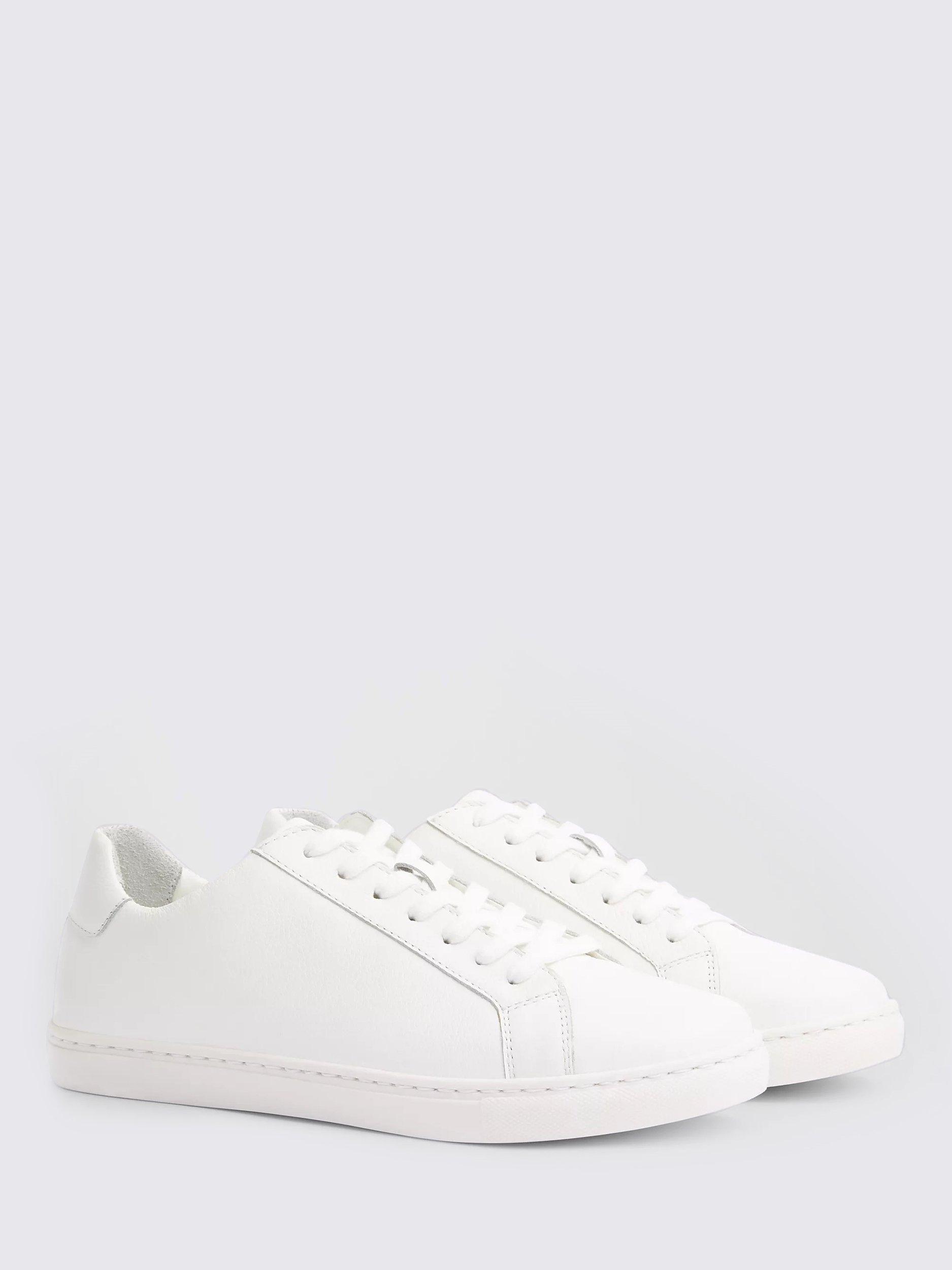 Product image 1 of 4, which shows Moss Leather Trainers, White, 13