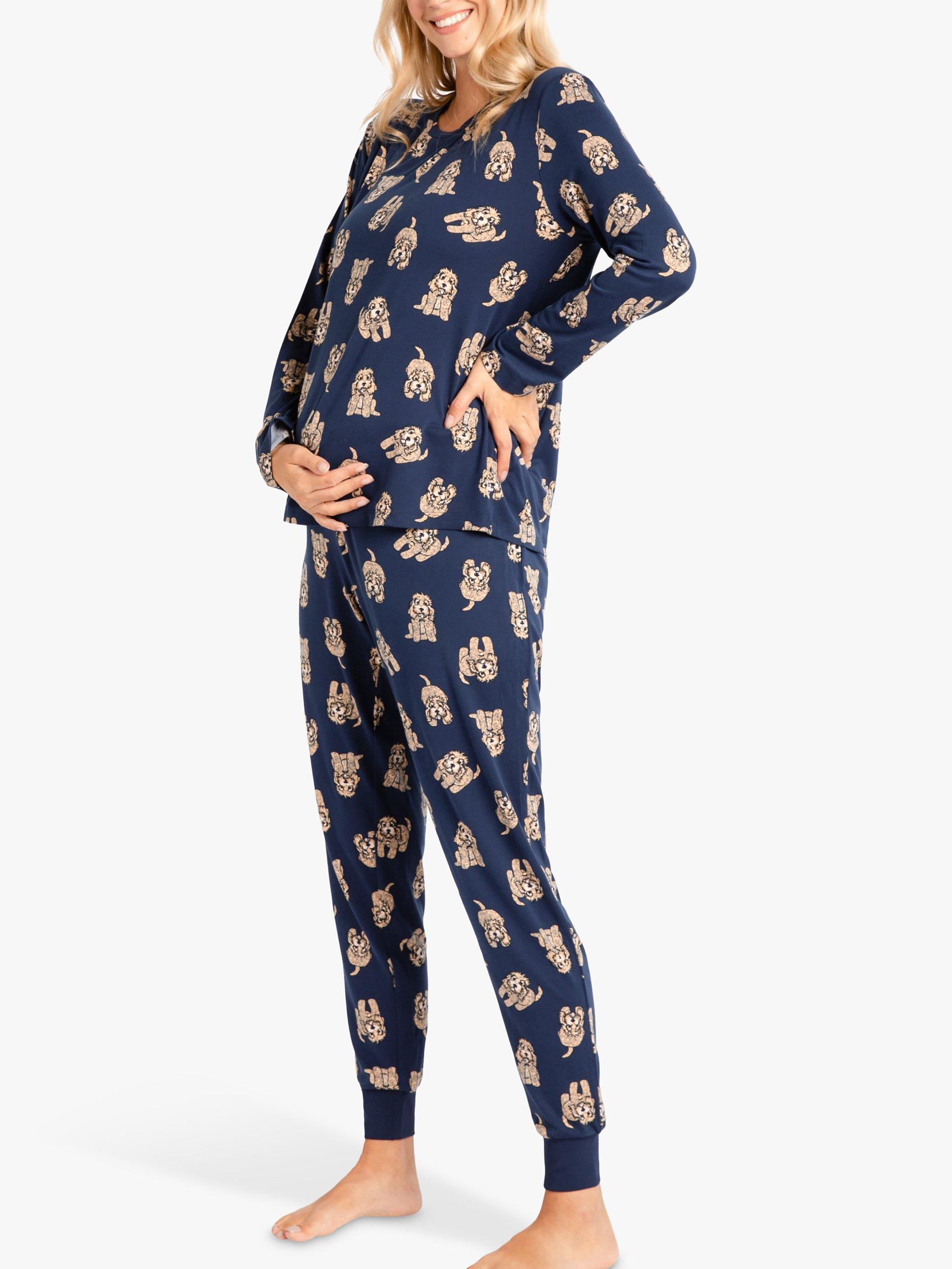 Chelsea Peers Cockapoo Maternity Pyjamas, Navy