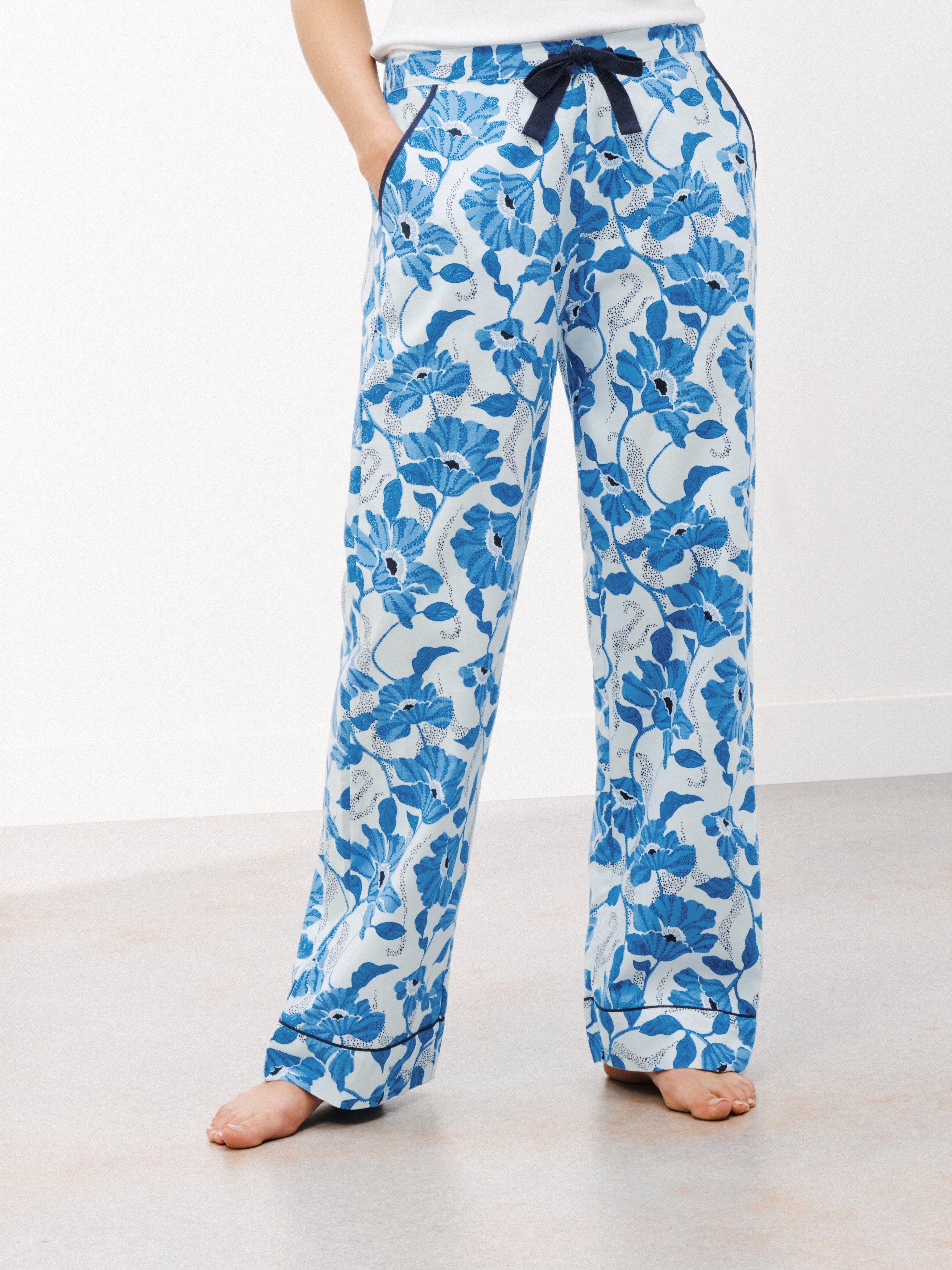 John Lewis Jasmin Floral Print Cotton Pyjama Bottoms, Blue