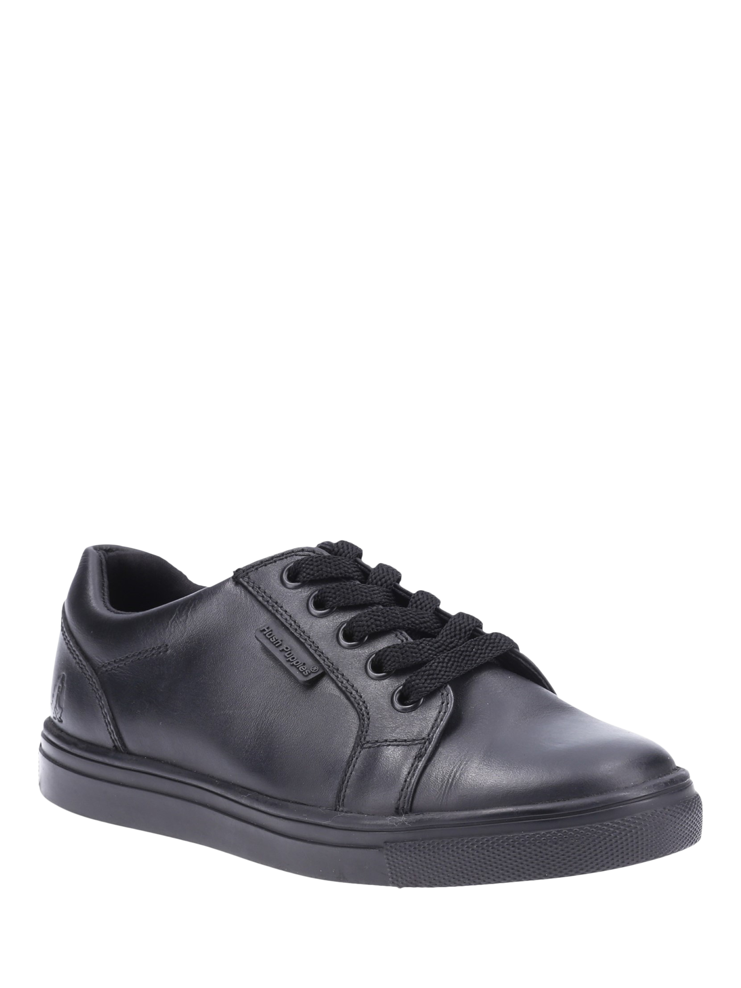 Product image 2 of 4, which shows Hush Puppies Kids' Sam School Shoes, Black, 3