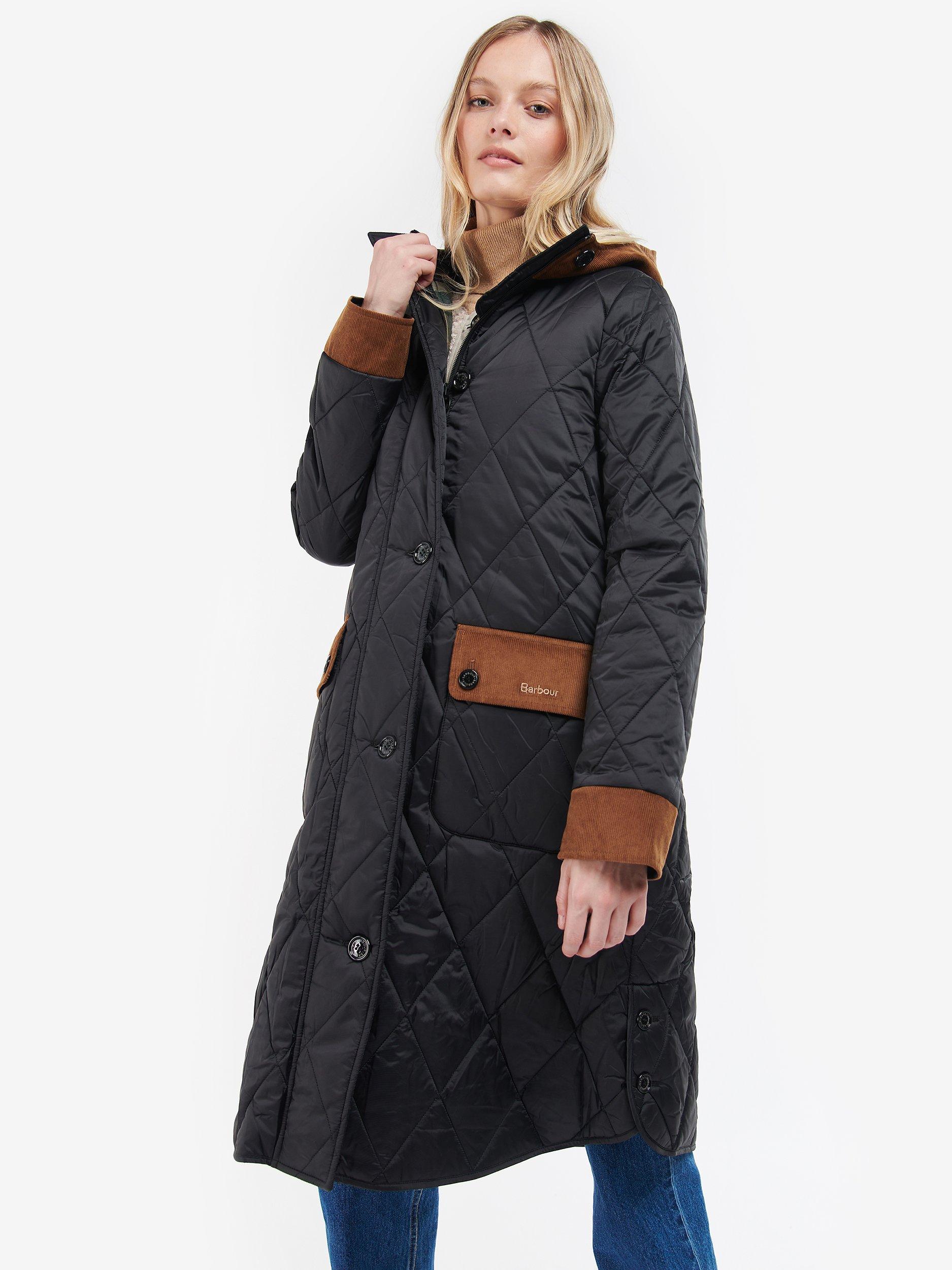 Barbour Mickley Long Quilted Coat, Black