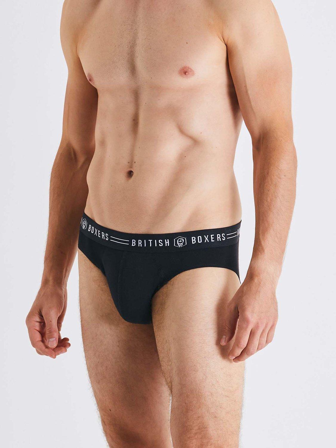 Product image 3 of 5, which shows British Boxers Briefs, Pack of 4, Black, S